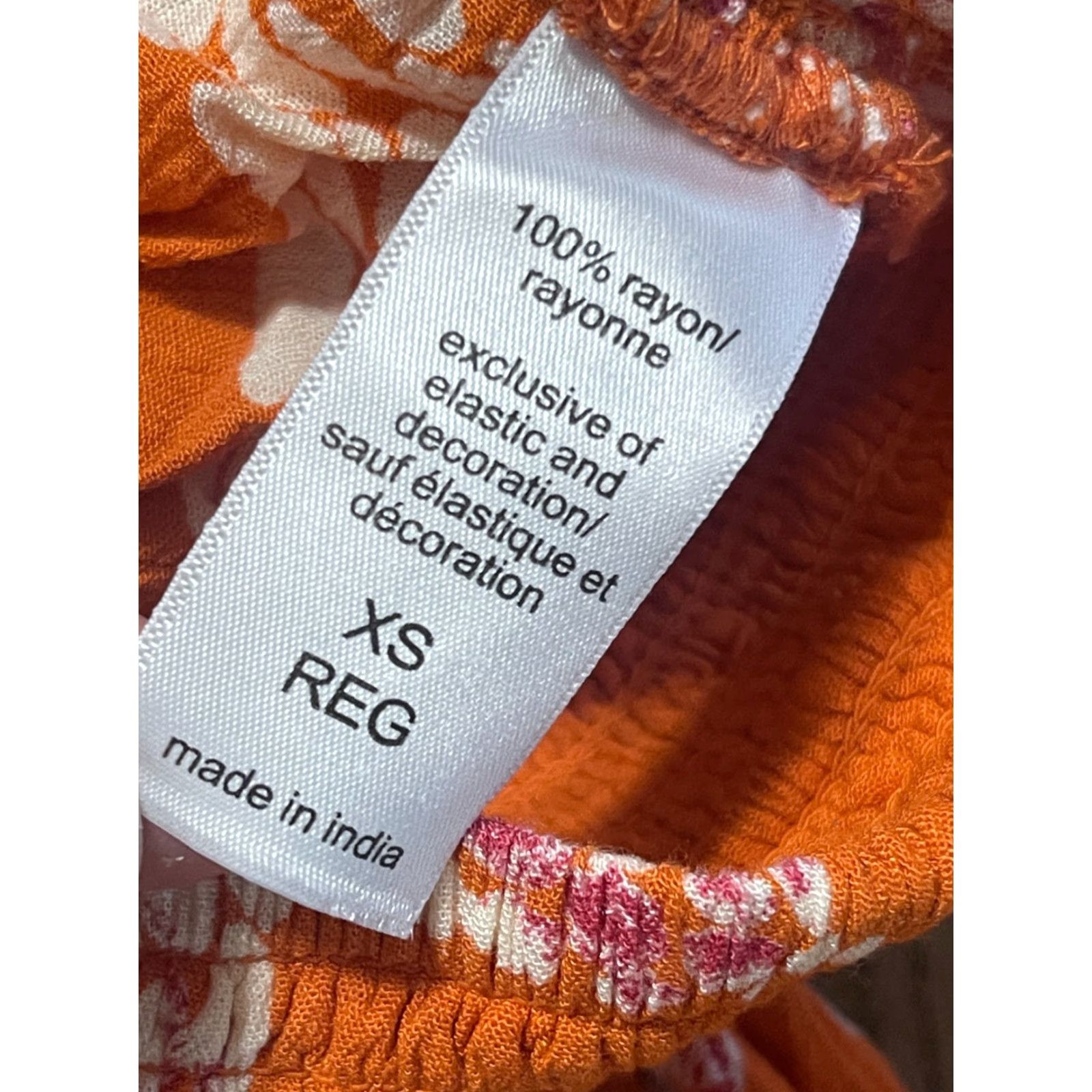 Vintage Maurices Pants Women XS Orange White Floral Pull On Straight Casual Pants Ankle 28 in Regular Inseam Size 26" / US 2 / IT 38 - 5 Thumbnail