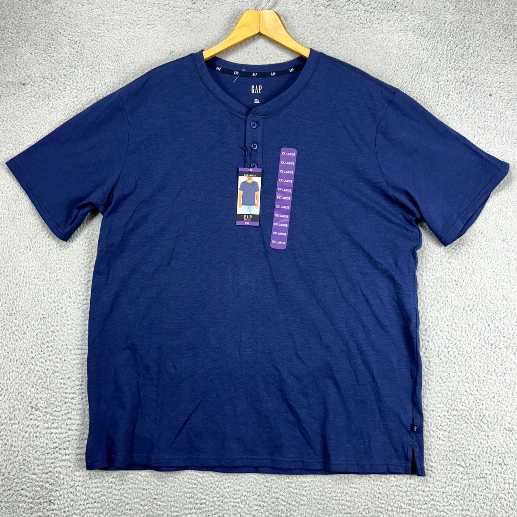 Gap Gap Henley T-Shirt Adult 2XL Medieval Blue 100% Cotton Short Sleeve Tee Mens NEW Size US XXL / EU 58 / 5 - 3 Thumbnail