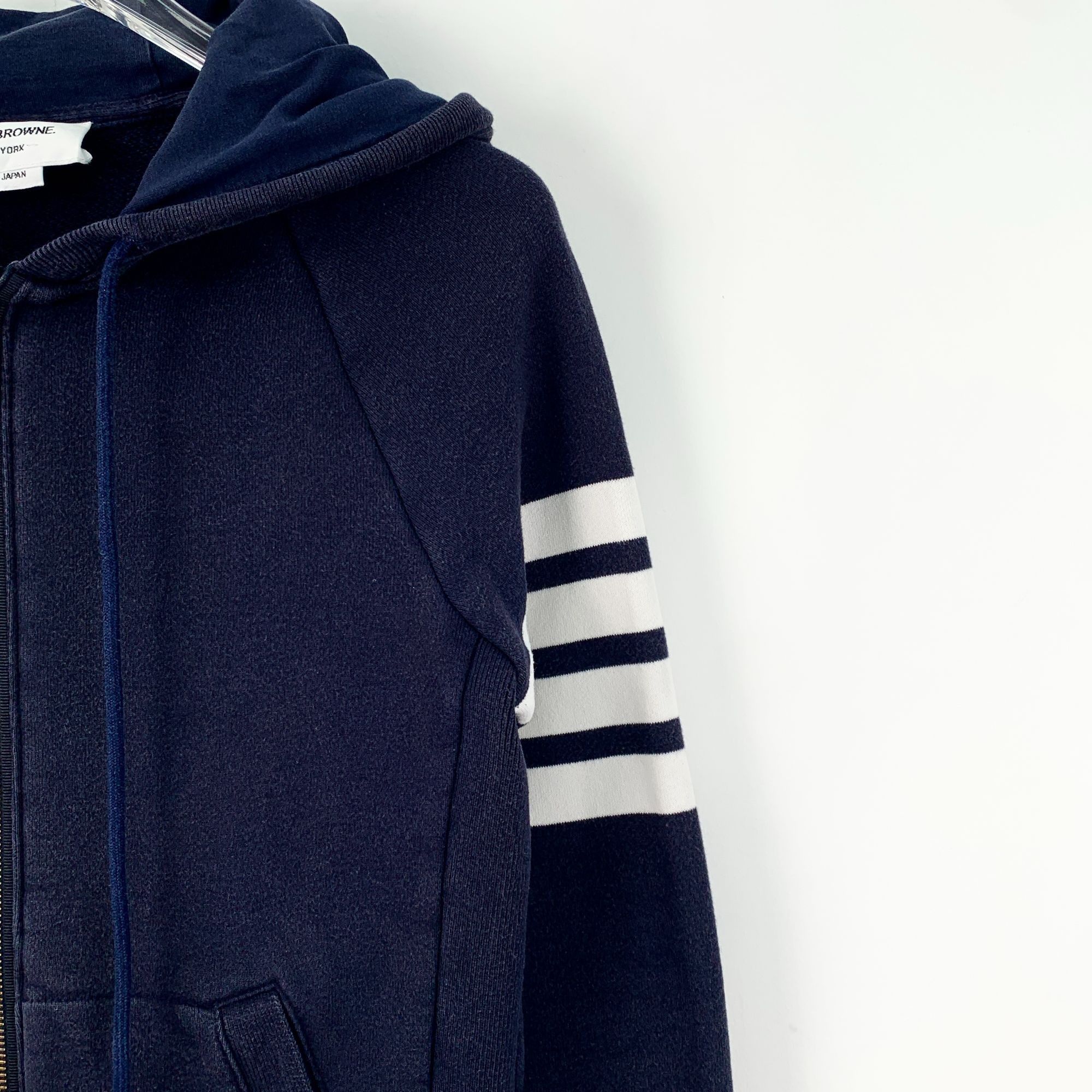Thom Browne Thom Browne Navy Four-Bar Hooded Zip Jacket Size 40 M Cotton Size M / US 6-8 / IT 42-44 - 6 Thumbnail