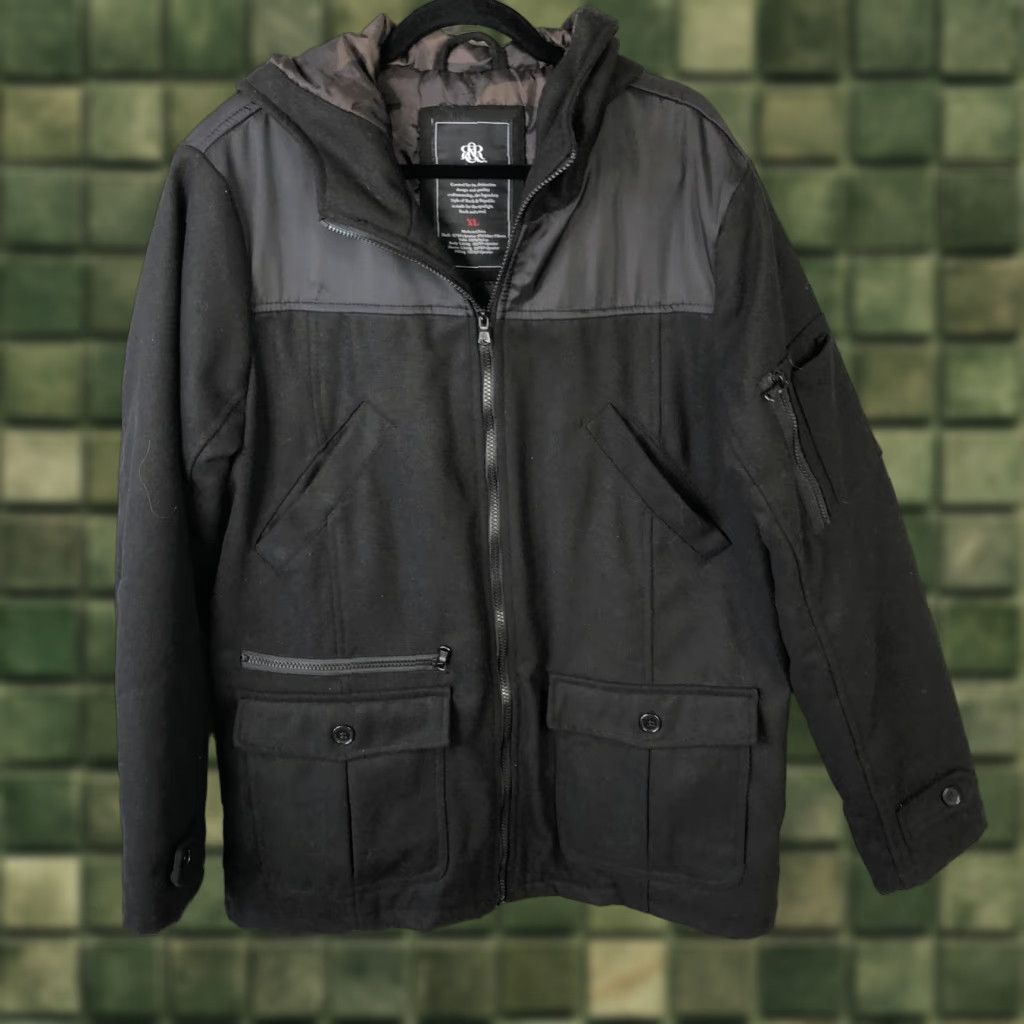 Vintage Rock & Republic Jacket Mens XL Black Hooded Full Zip Camo Lined military utility Size US XL / EU 56 / 4 - 1 Thumbnail