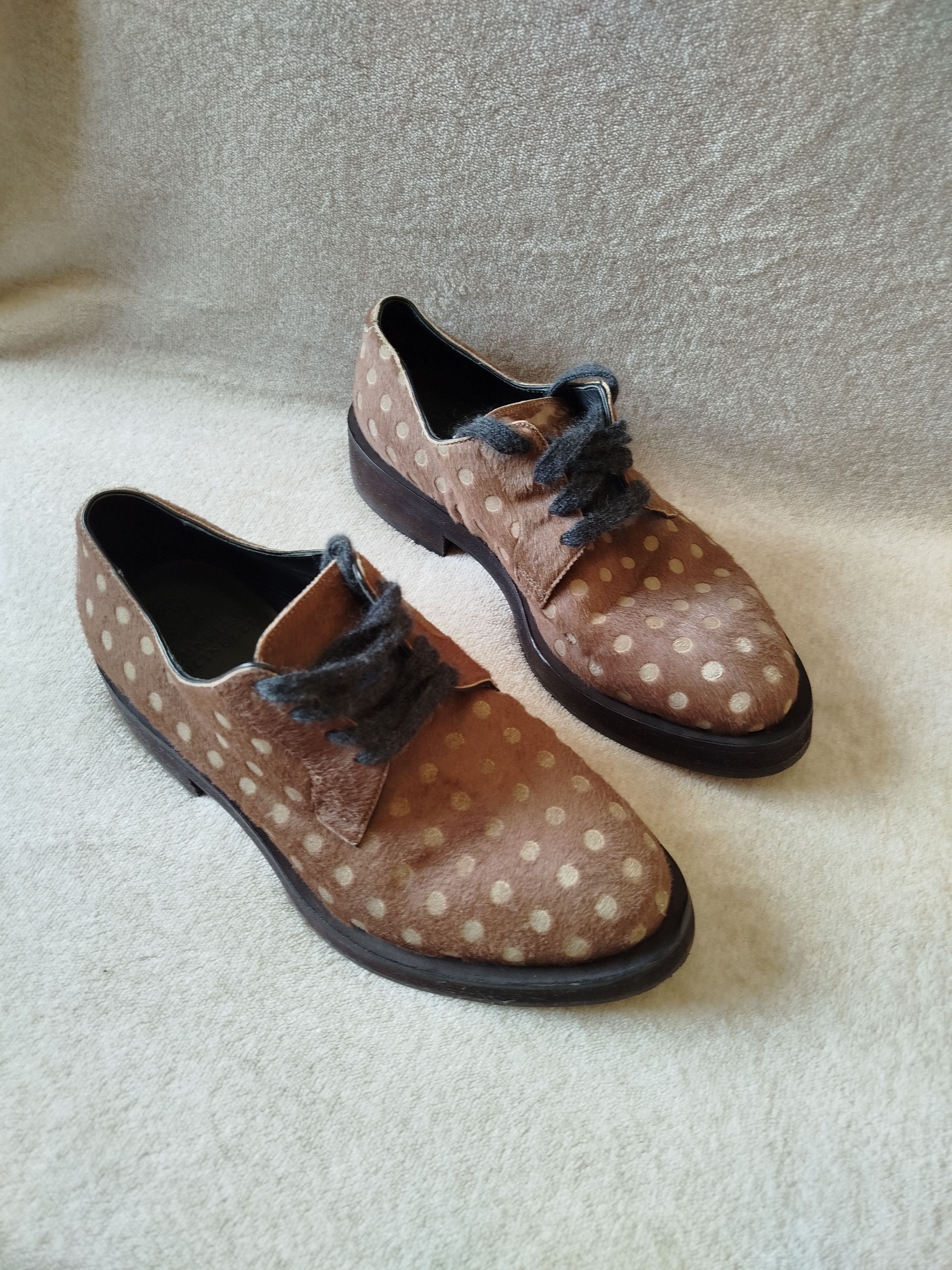 Brunello cucinelli brown pony calfskin lace ups