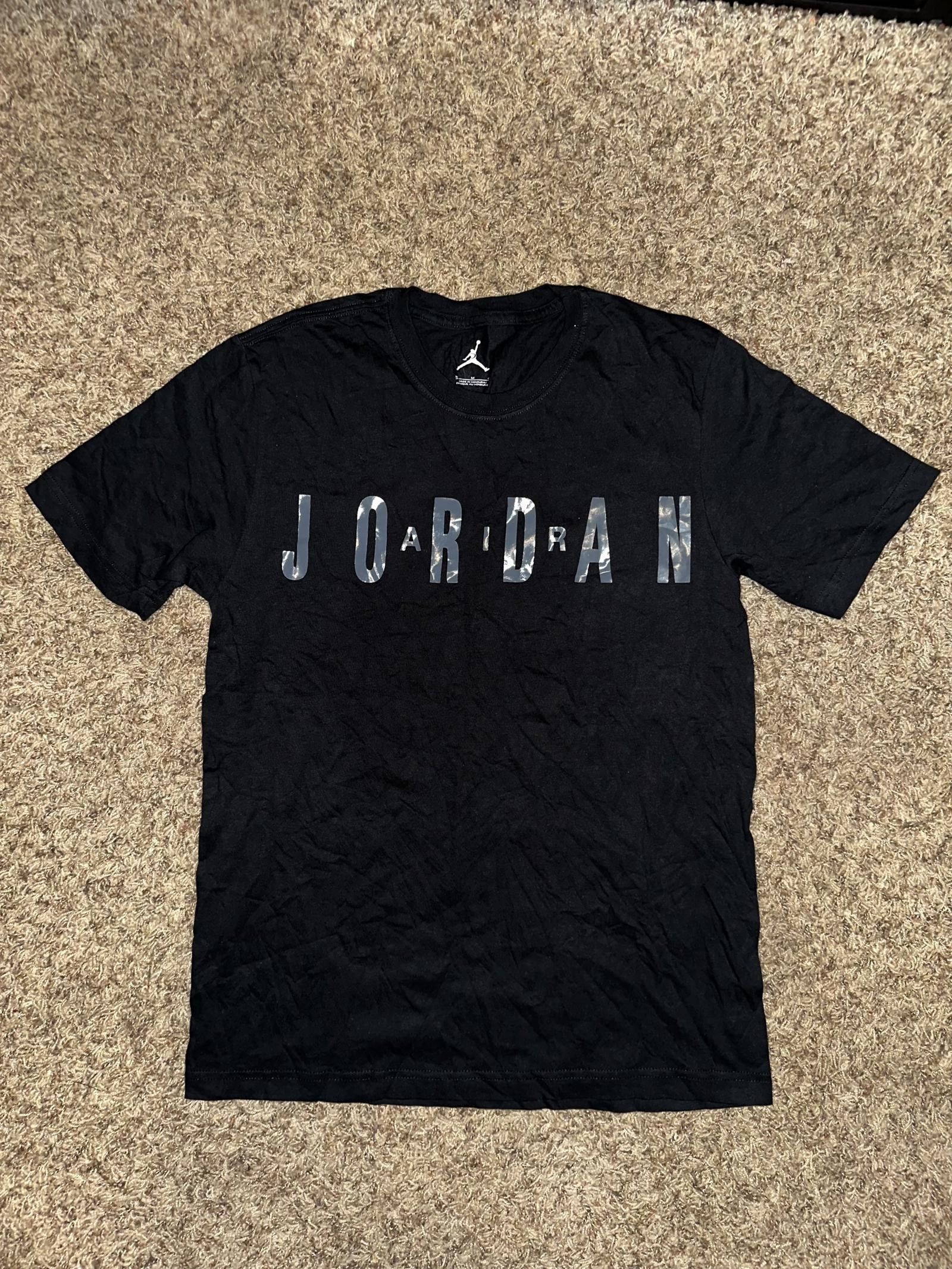 Designer Vintage Air Jordan Men’s Spell Out Black/Cool Grey T-Shirt Size US M / EU 48-50 / 2 - 1 Thumbnail