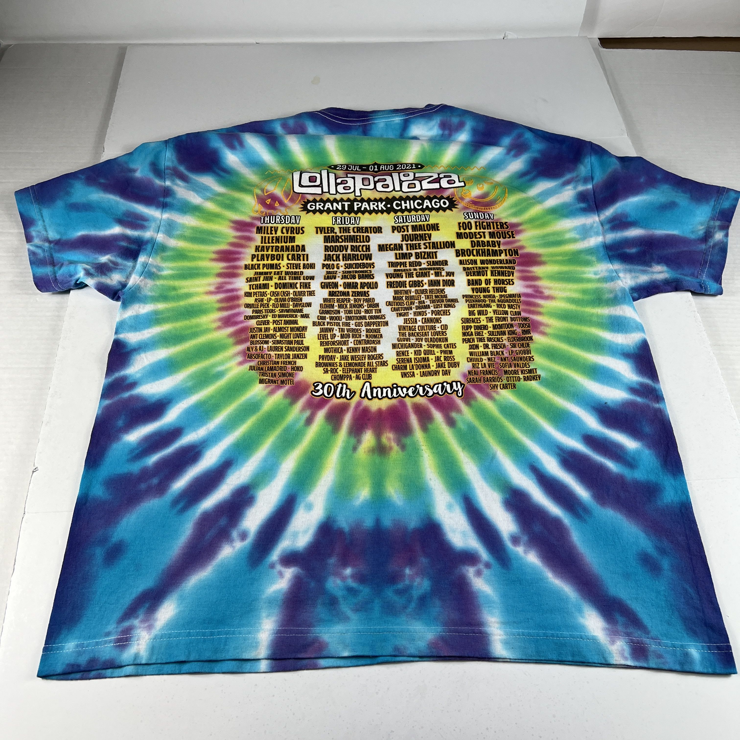 Other Lollapalooza 30 Anniversary Shirt Blue Tie Dye Short Sleeve Size US XL / EU 56 / 4 - 9 Thumbnail