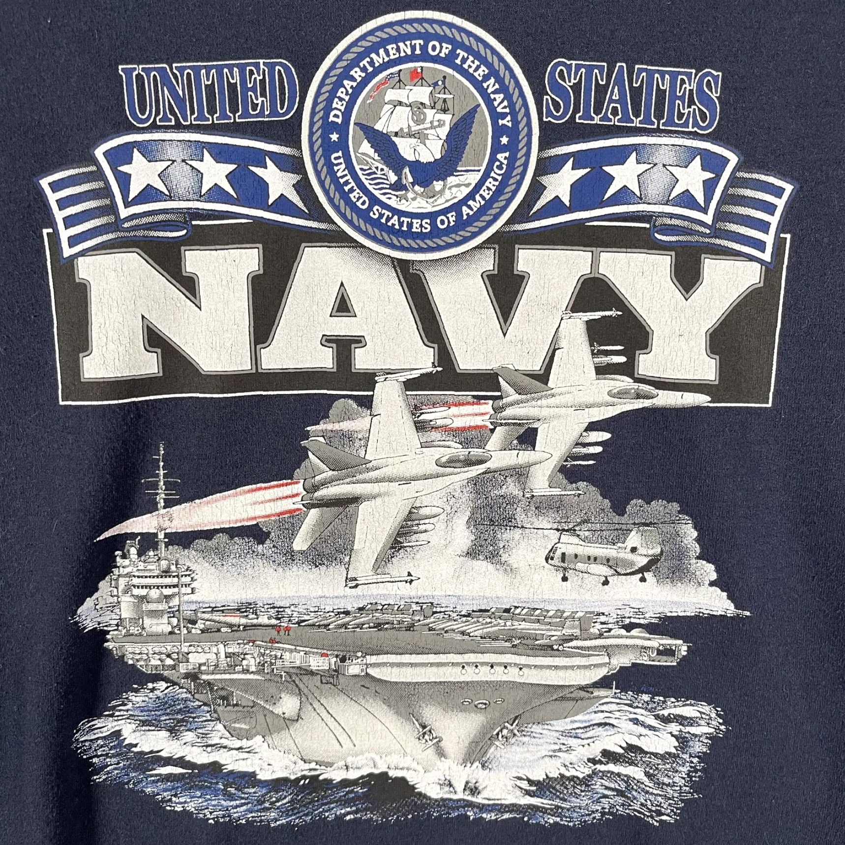 Gildan VTG Gildan Sweatshirt Mens 2XL Navy Blue US Navy Graphic Fleece Heavyweight Crew Neck Navy Mens Pullover Size US XXL / EU 58 / 5 - 4 Thumbnail