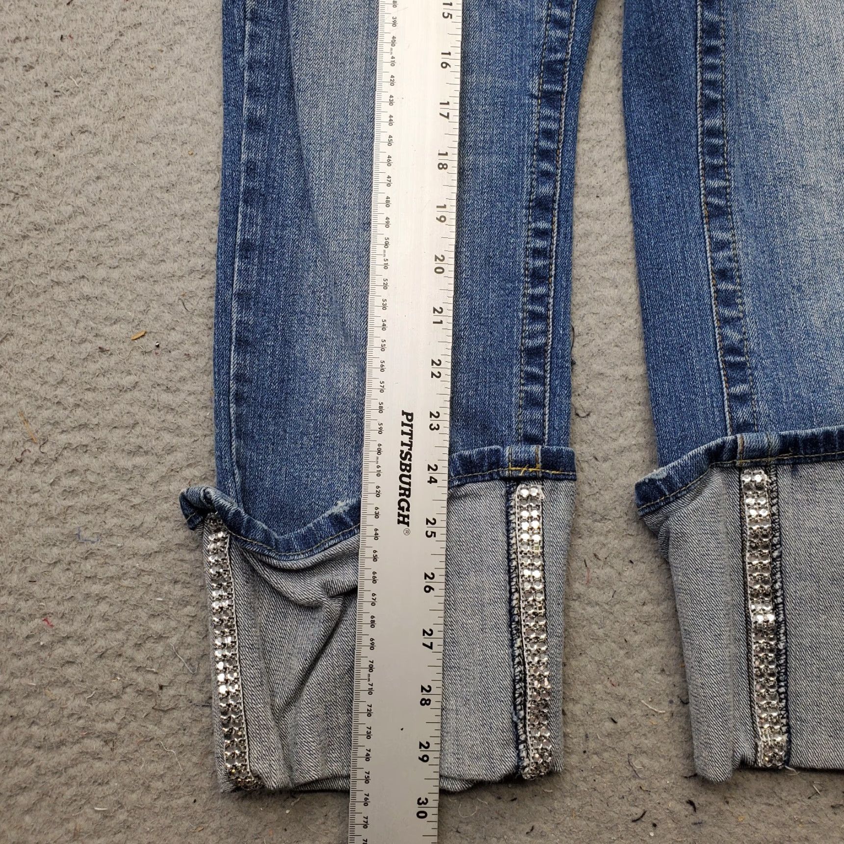 Vintage Bisou Bisou Jeans Women 8 Blue Denim Stretch Medium Wash Ankle Cuff Straight Leg, Womens Size 8, 5-Pocket, Regular Fit, Blue, Denim Jeans Size 30" / US 8 / IT 44 - 3 Thumbnail