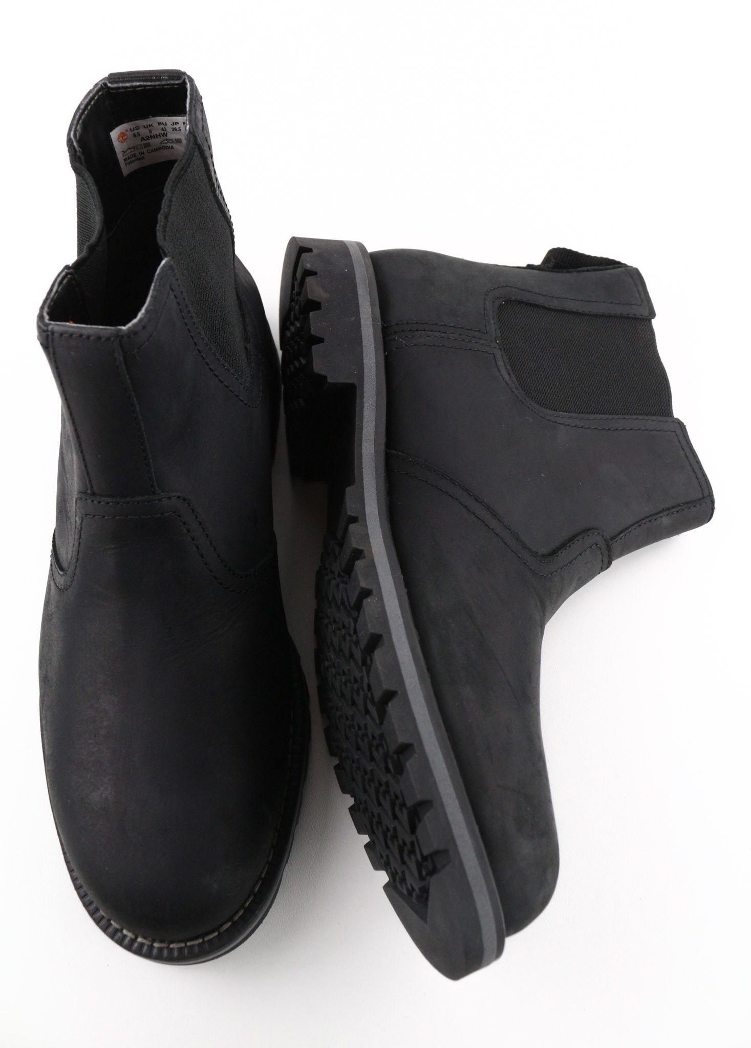 Timberland A2NHW UK8 Black Leather Ortholite Pull Tab Boots 79956 Size US 8.5 / EU 41-42 - 6 Thumbnail