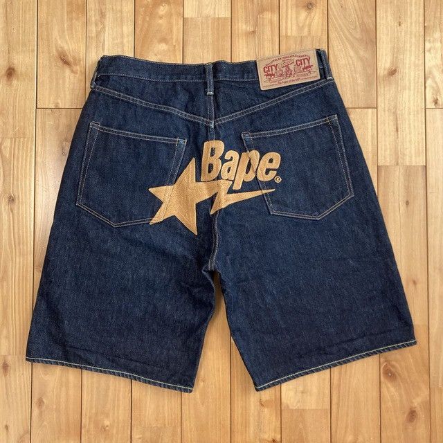 Bape BAPE STA embroidered denim shorts a bathing ape star ★size L Size US 34 / EU 50 - 1 Thumbnail