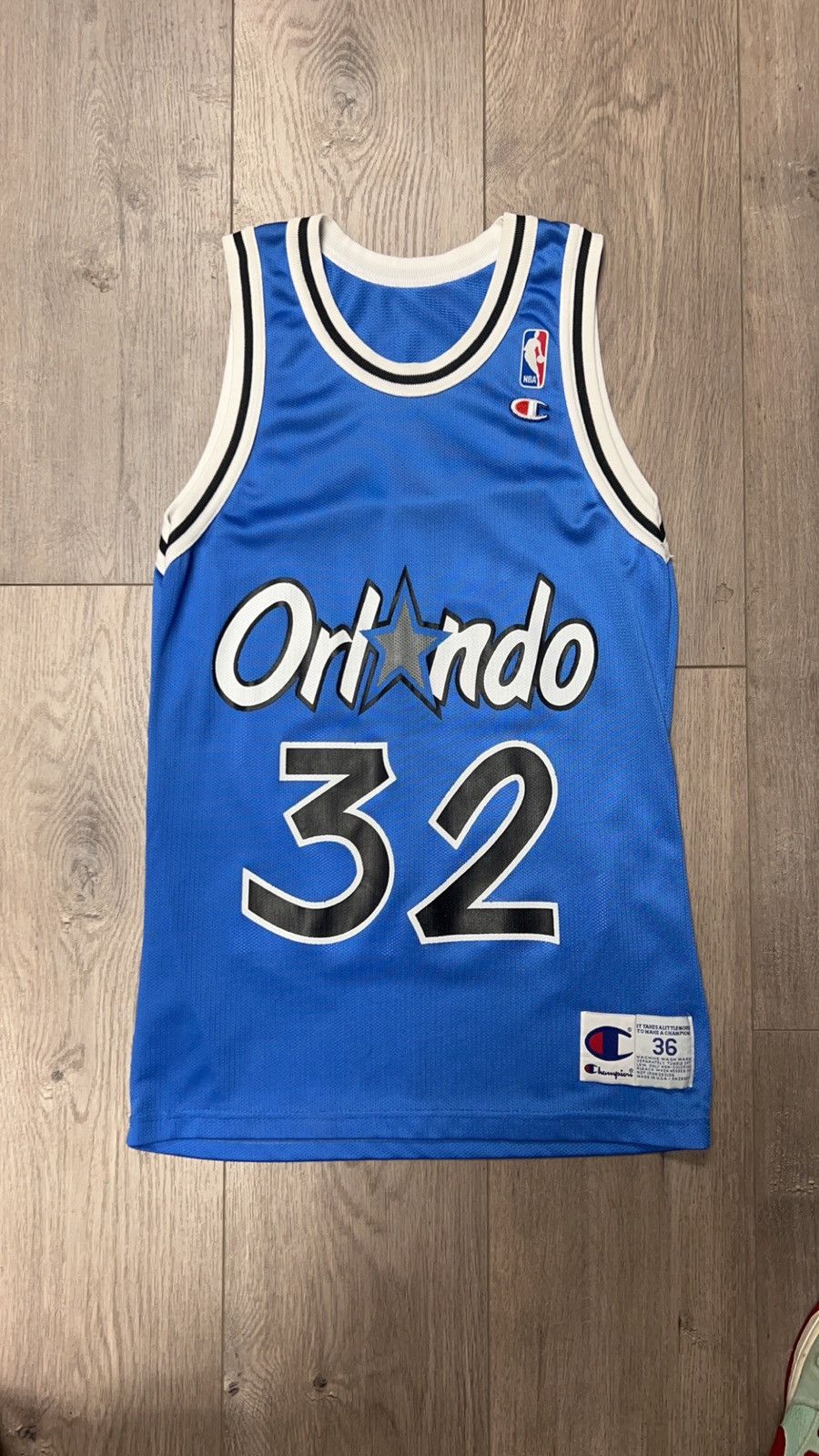 image of Champion Shaquille O’Neal Orlando Magic Jersey in Blue, Men's (Size Small)