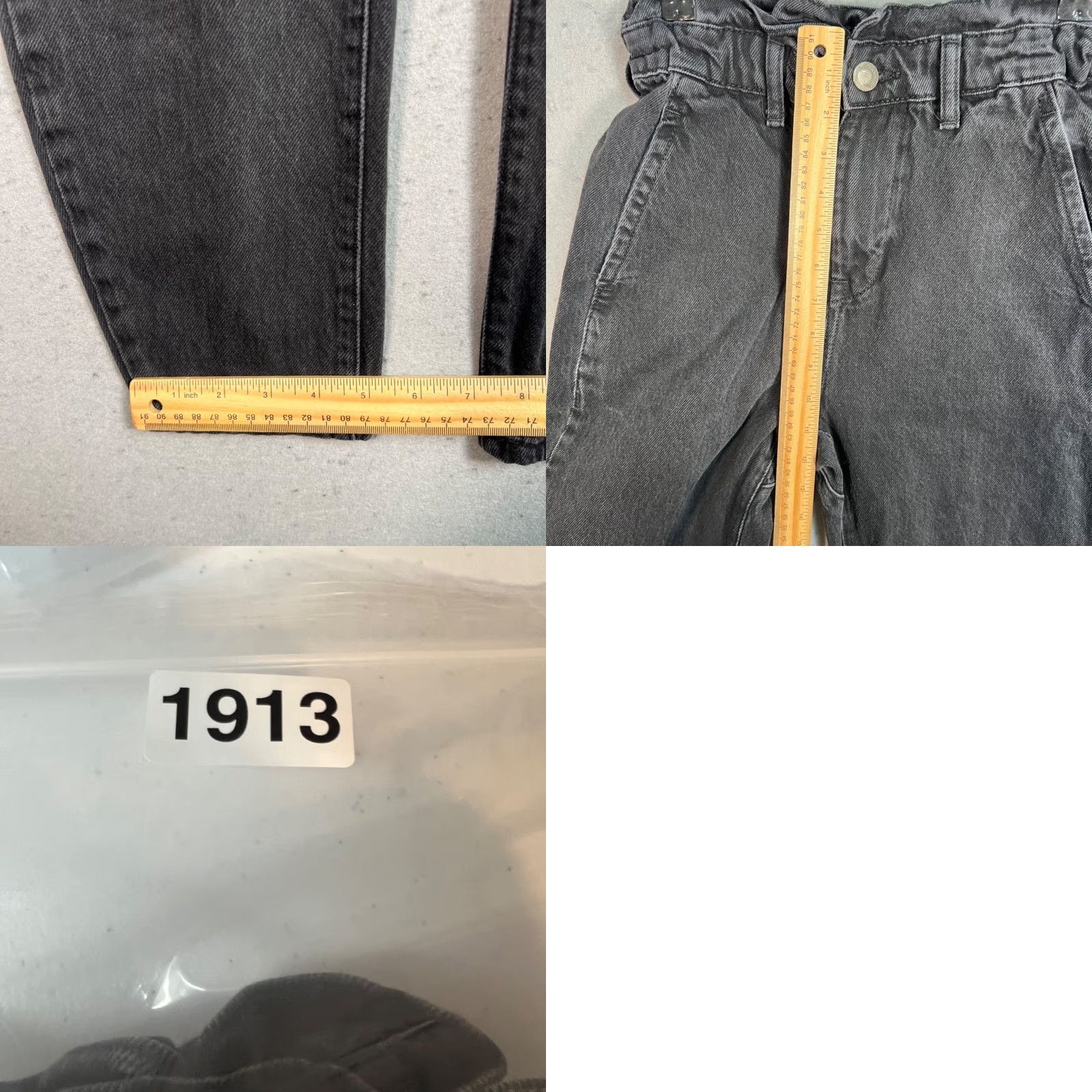 Zara Zara Womens Size 0 Black Paperbag High-Waist Tapered Jeans Cotton Denim Size 25" / US 0 / IT 36 - 8 Thumbnail