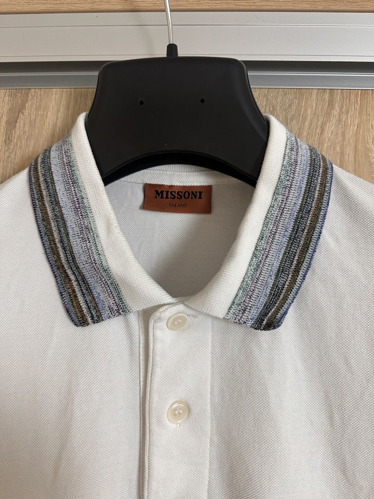 Missoni 🔥 Missoni White Space Dyed Polo Logo T Shirt Cotton Size US L / EU 52-54 / 3 - 3 Thumbnail
