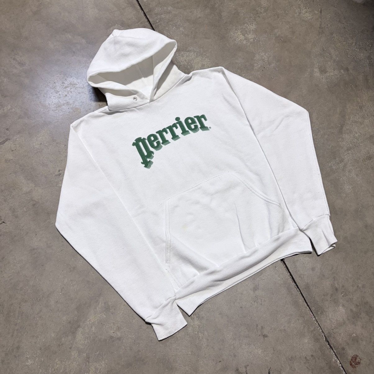 Vintage Vintage 80s Hoodie Sweatshirt Perrier Water Promo French USA Size US M / EU 48-50 / 2 - 5 Thumbnail