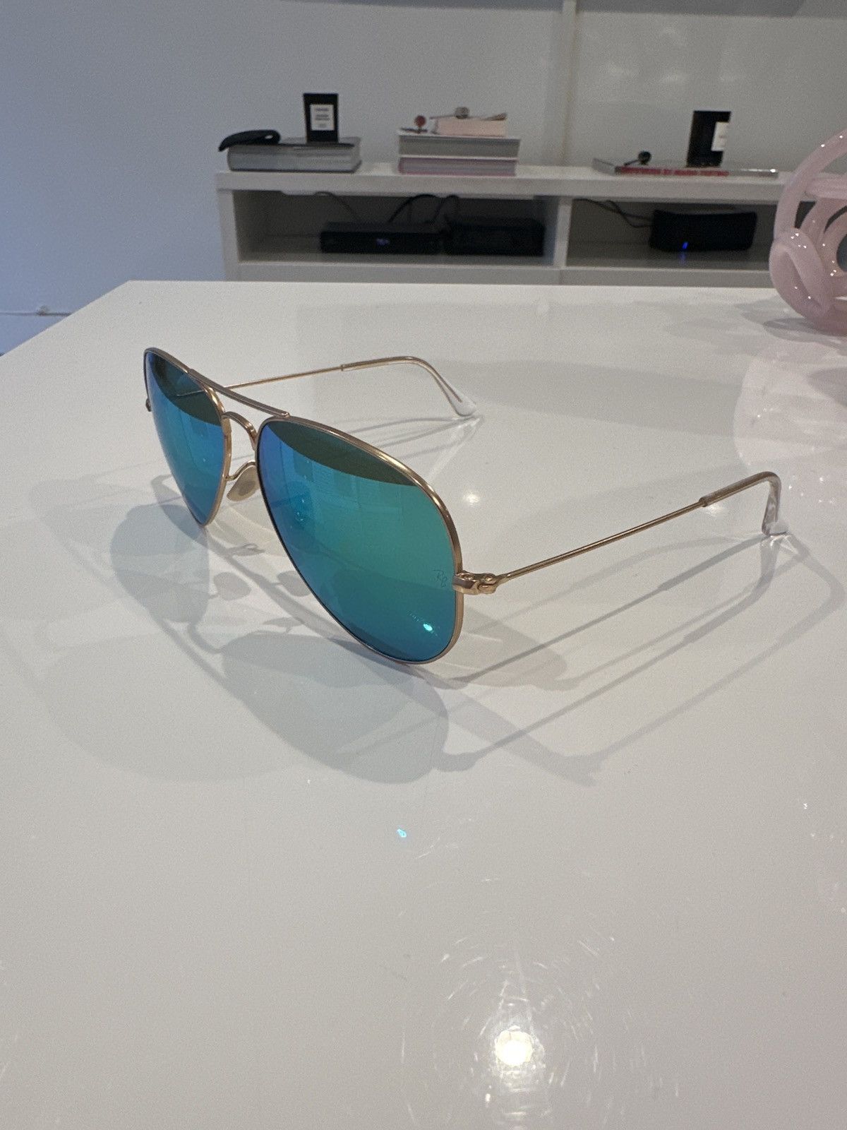 RayBan RAY BAN AVIATOR Green Blue Mirror Gold Frames Size ONE SIZE - 2 Thumbnail