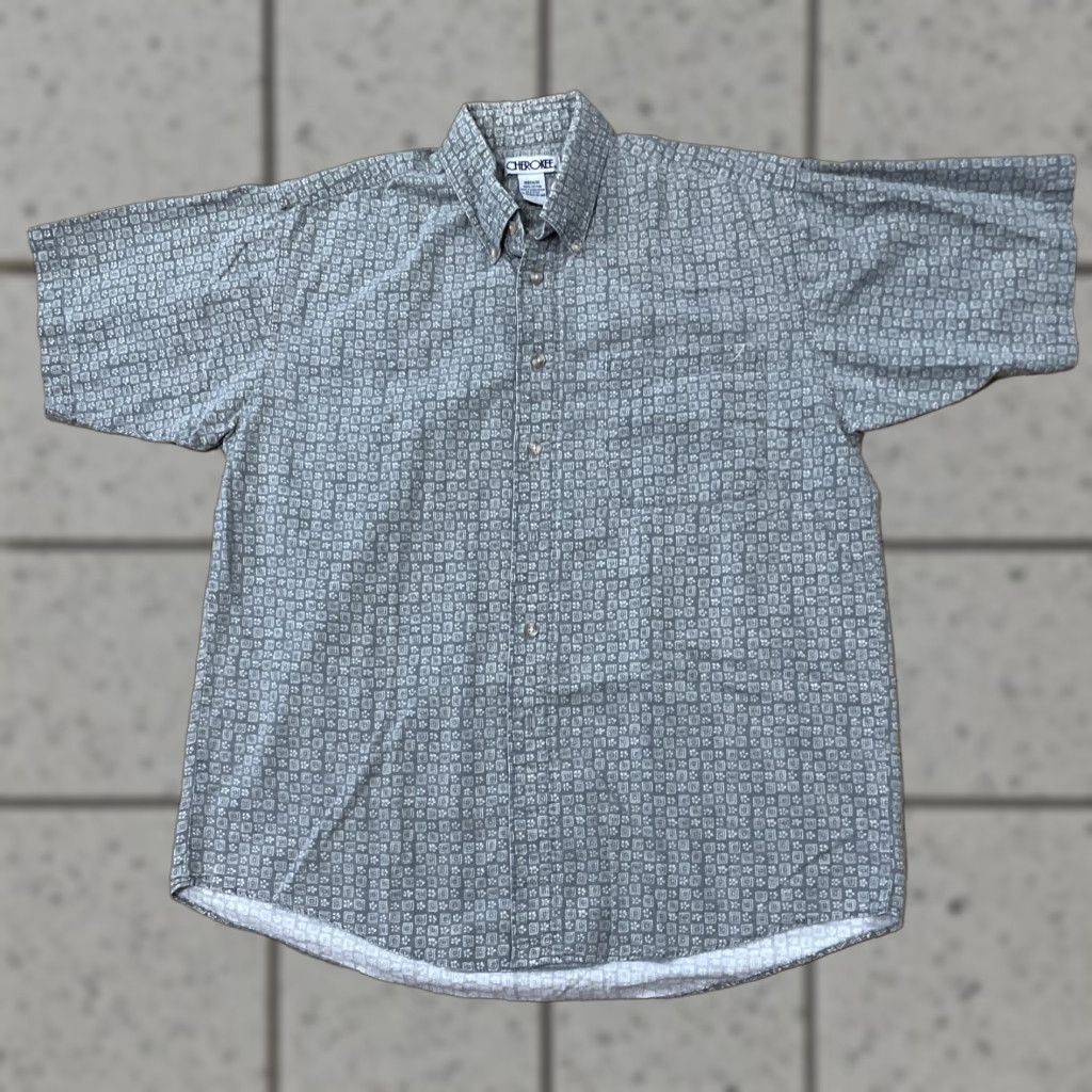 Cherokee VINTAGE Cherokee Button-Up Shirt Men M Gray Western Geometric Floral Retro Grandpa Shirt Size US M / EU 48-50 / 2 - 1 Thumbnail