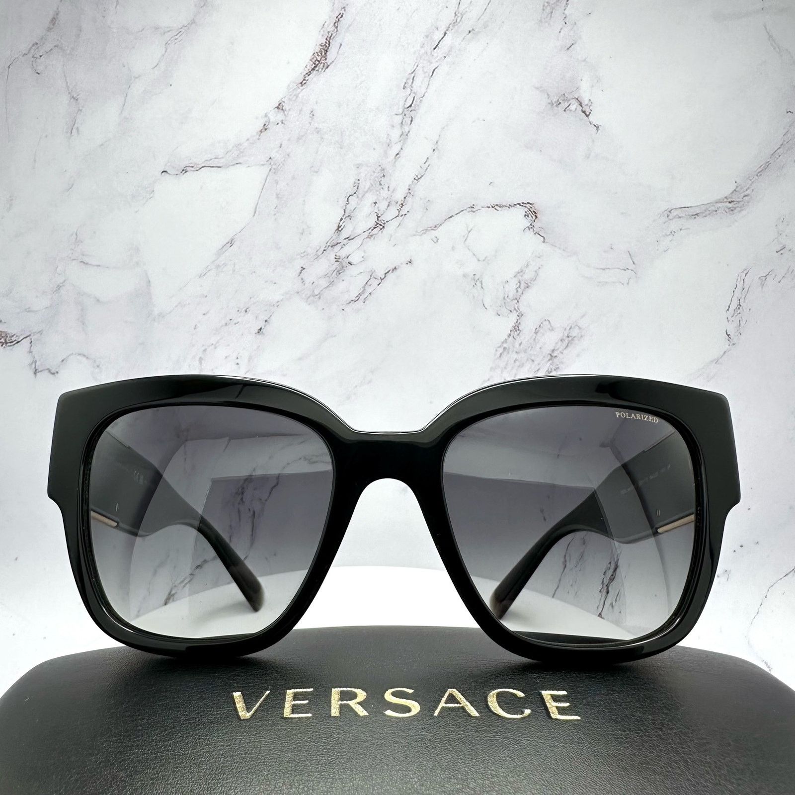 Versace New VERSACE Sunglasses Polarized Black Gold Medusa Square Size ONE SIZE - 22 Thumbnail