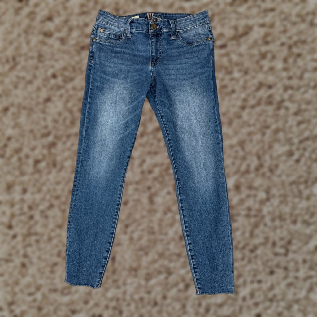 Vintage KUT from the Kloth Jeans Women 6 Blue Denim Carlo Skinny Ankle Low Rise 29x25 - Regular Fit, Distressed, Stretch, Cotton Jeans Size 28" / US 6 / IT 42 - 1 Thumbnail