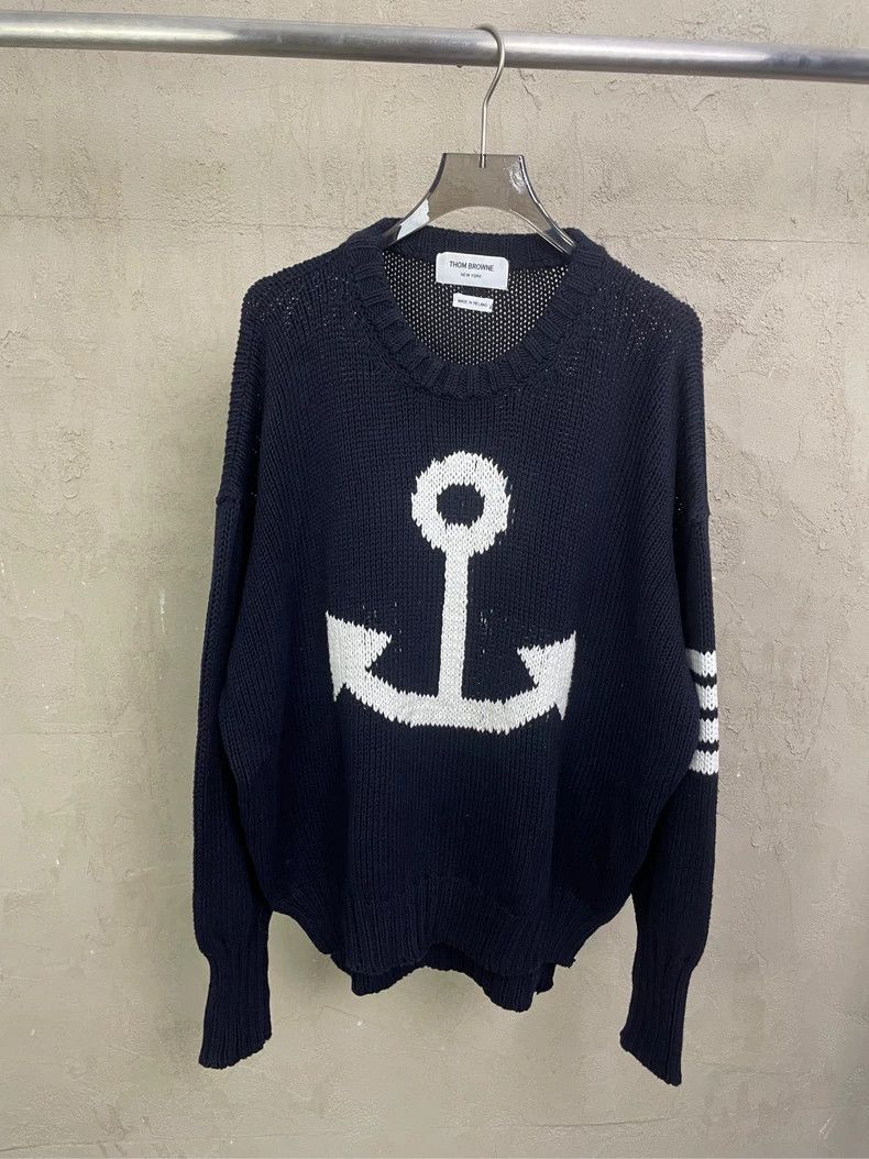 Thom Browne Thom browne Dark blue four-striped anchor gold buckle knitt Size US M / EU 48-50 / 2 - 1 Thumbnail
