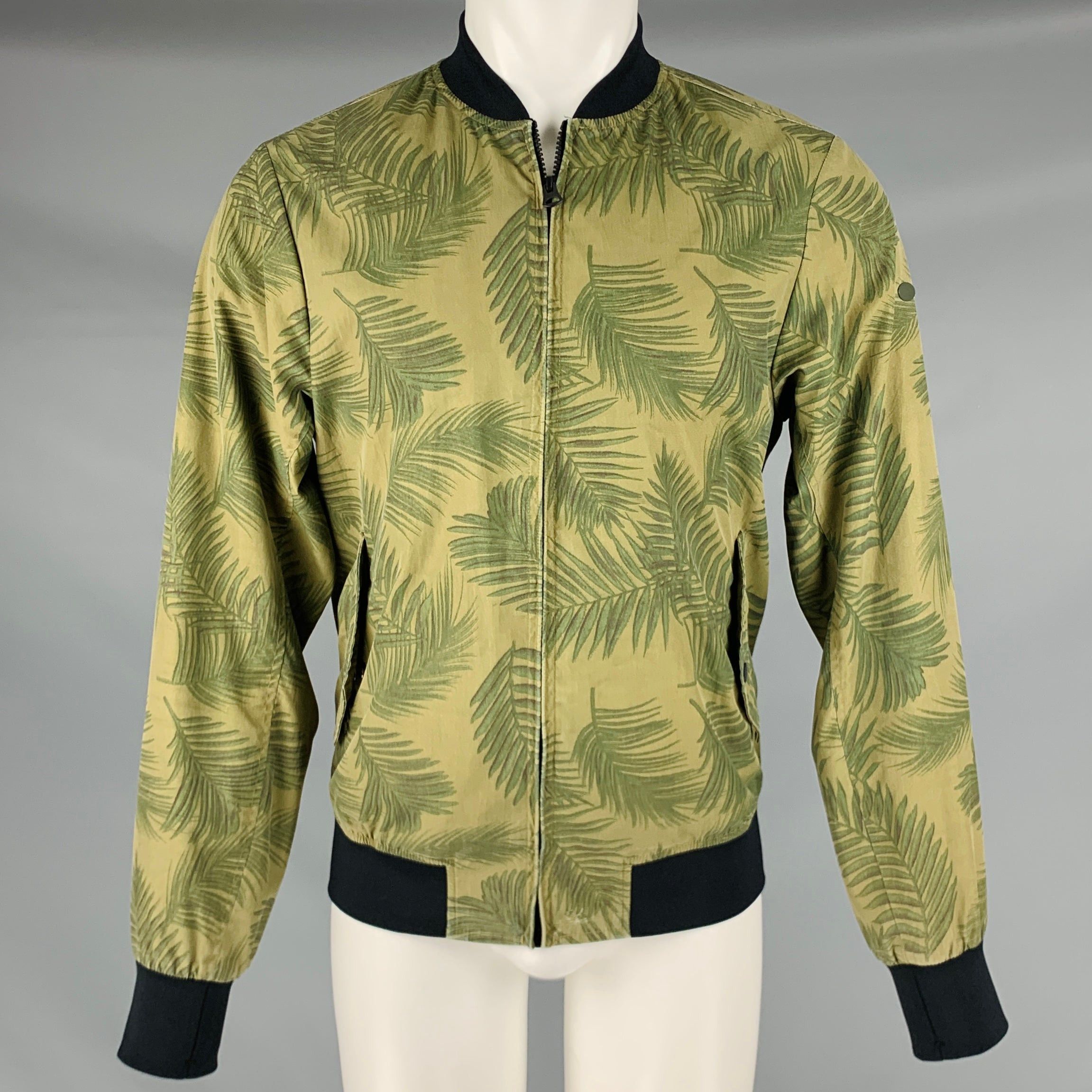 image of Scotch Soda Green Leaves Bomber Jacket, Men's (Size Medium)