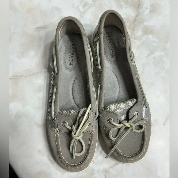 Sperry Sperry Grey & Silver Top Sided Shoes Size US 6 / IT 36 - 2 Thumbnail
