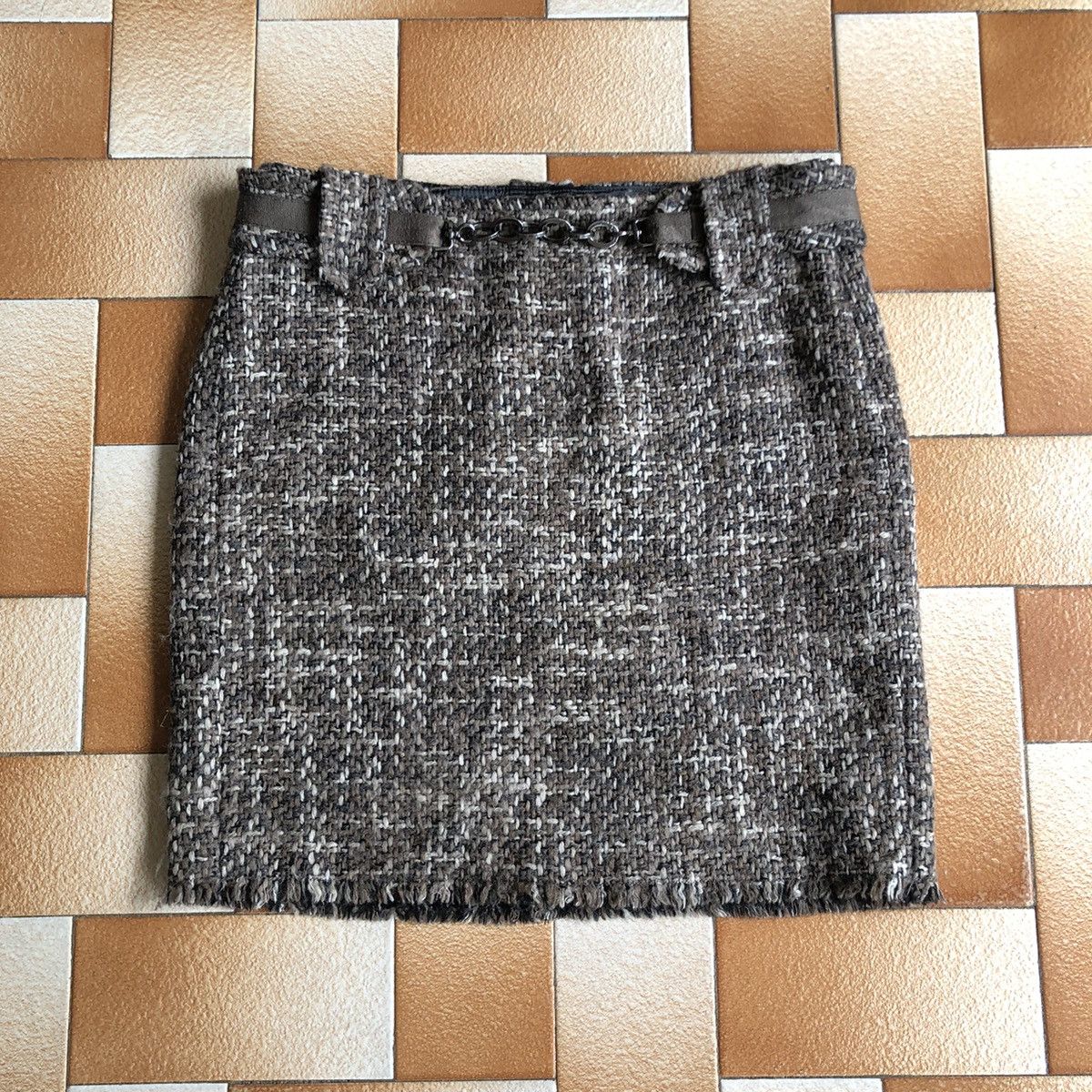 S MAC MARA Tweed Wool Blend Mini Skirt