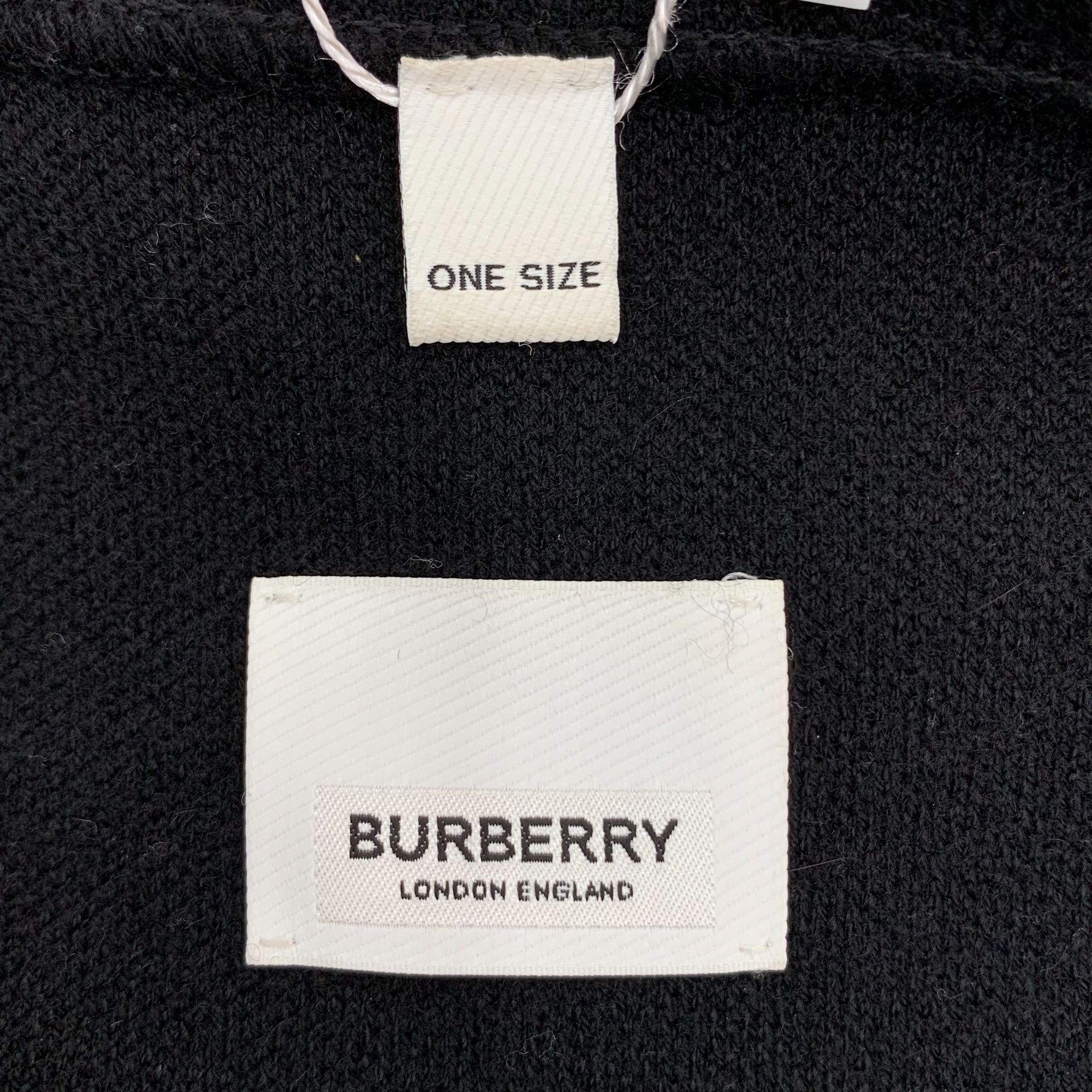Burberry Burberry Black Striped Logo Embroidered Wool Cape (One Size) Size ONE SIZE - 2 Thumbnail