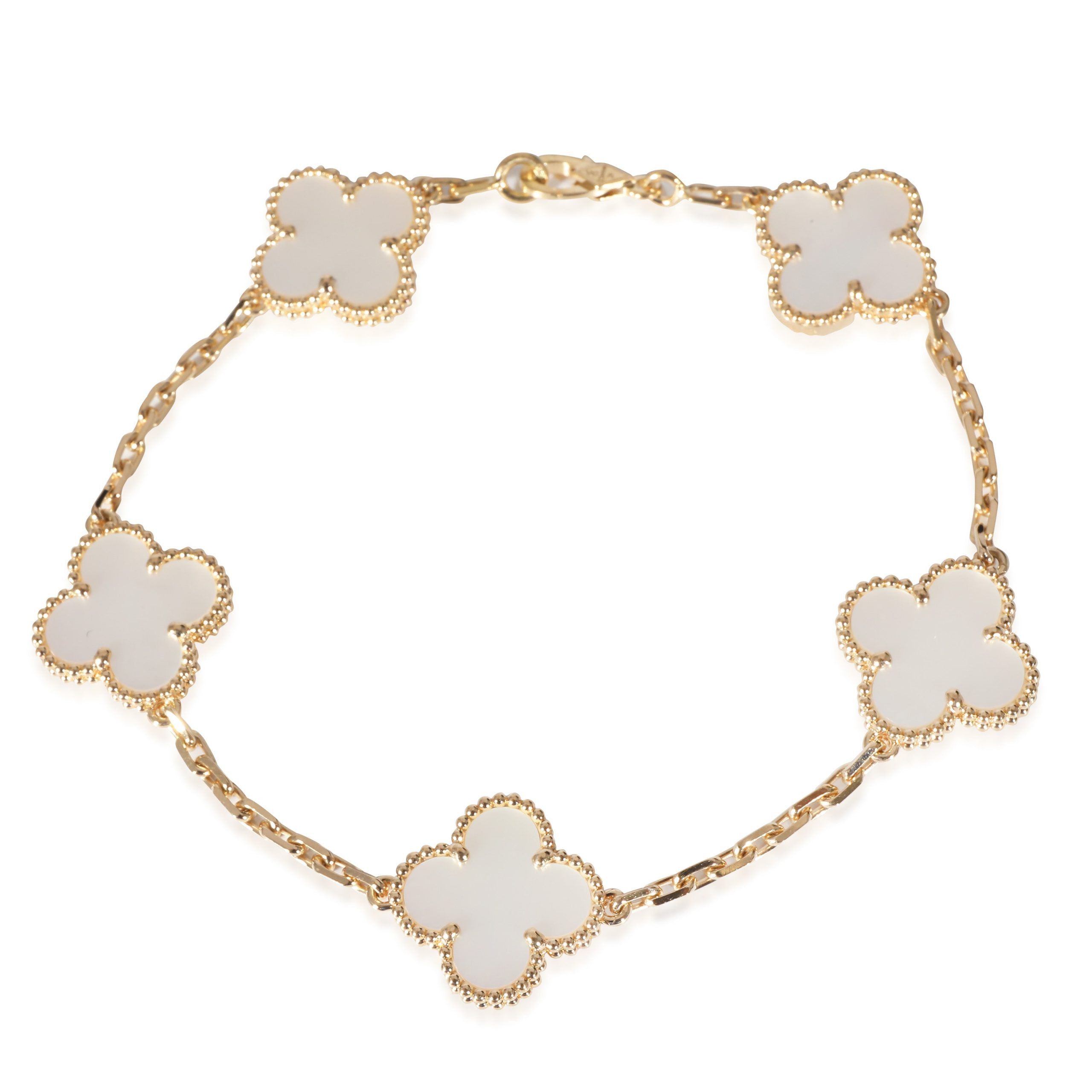 Van Cleef & Arpels Vintage Alhambra Mother Of Pearl Bracelet in 18k Yellow Gold