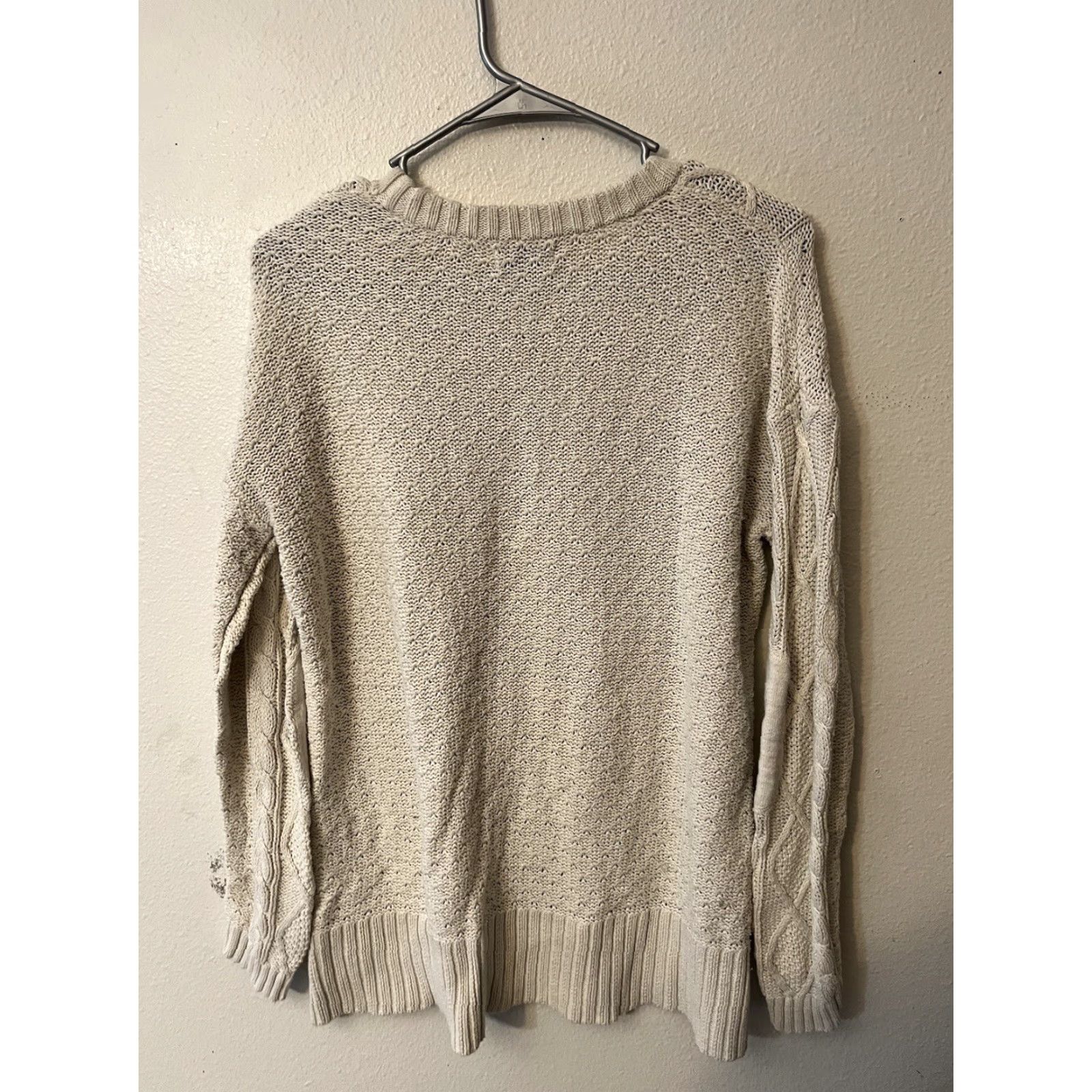 Urban Outfitters BDG Urban Outfitters Knit Sweater Women’s Small Cable Vest Ivory Crew Neck Size S / US 4 / IT 40 - 3 Thumbnail