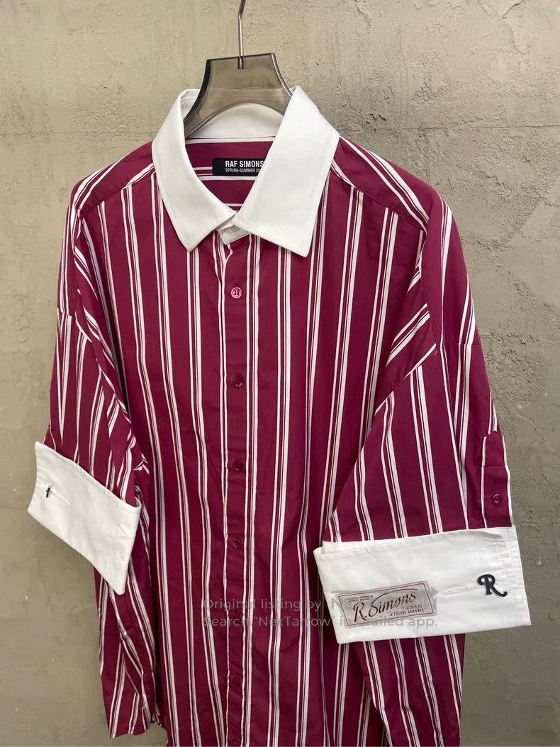 Raf Simons Raf Simons 22SS show plum white striped silver buckle Logo Size US M / EU 48-50 / 2 - 4 Thumbnail