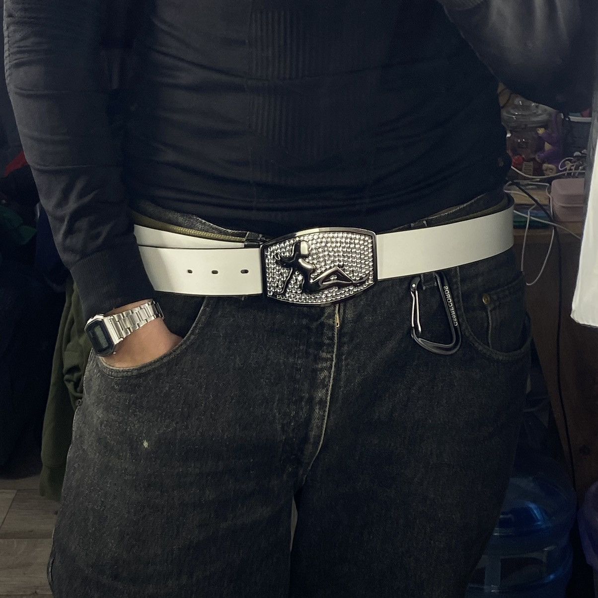 20471120 SEXY GIRL DIAMONDS Y2K LEATHER METAL BELT Size ONE SIZE - 1 Thumbnail