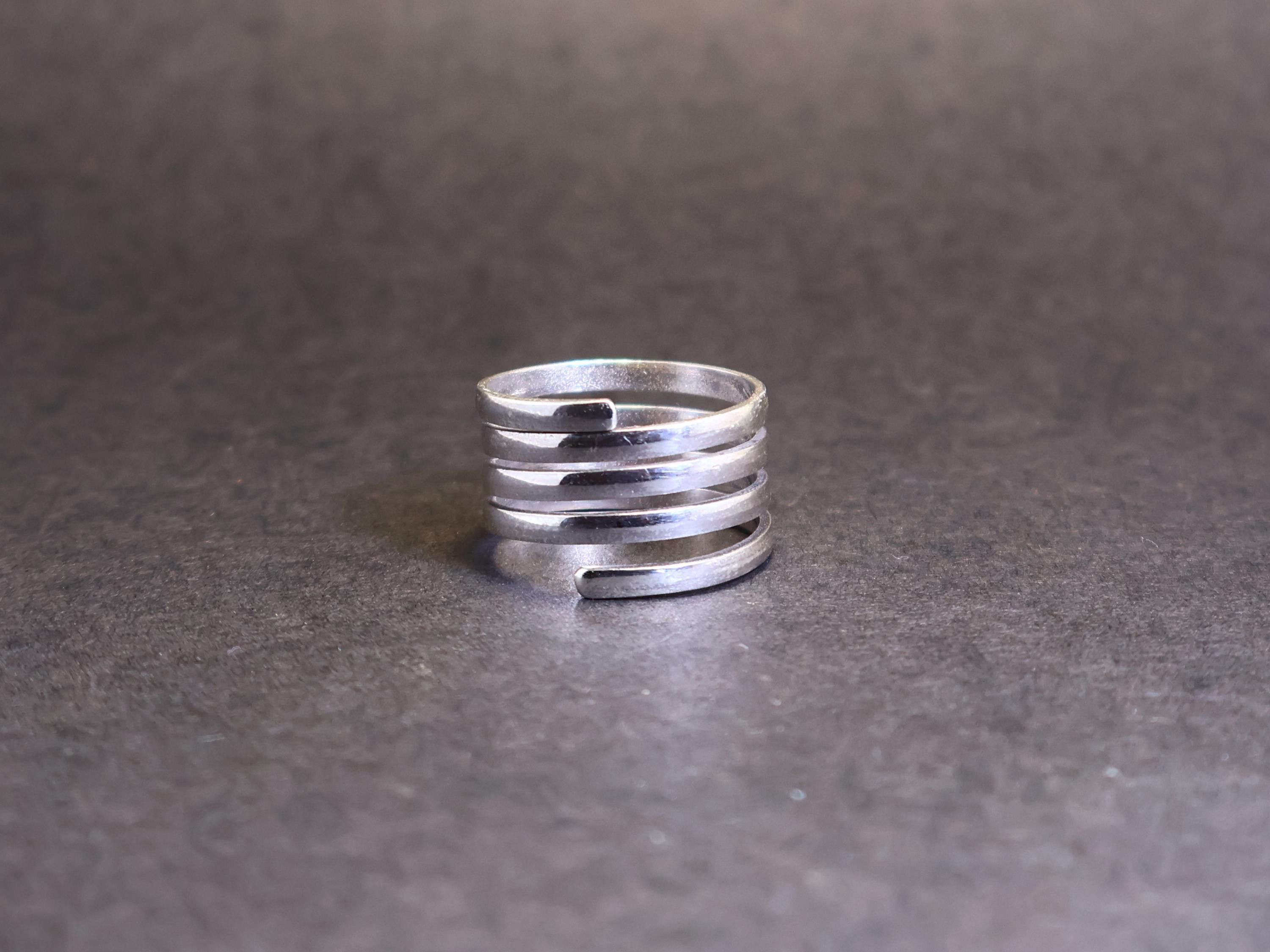 Handmade Spiral Band Ring, Sterling Silver Handmade Adjustable Ring, Size ONE SIZE - 4 Thumbnail