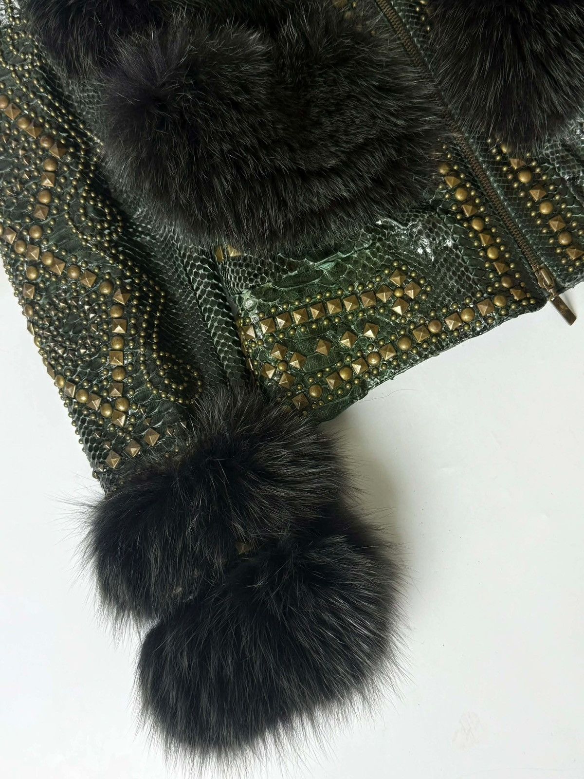 Roberto Cavalli Roberto Cavalli Embellished Studded Python Leather & Fur Size S / US 4 / IT 40 - 5 Thumbnail