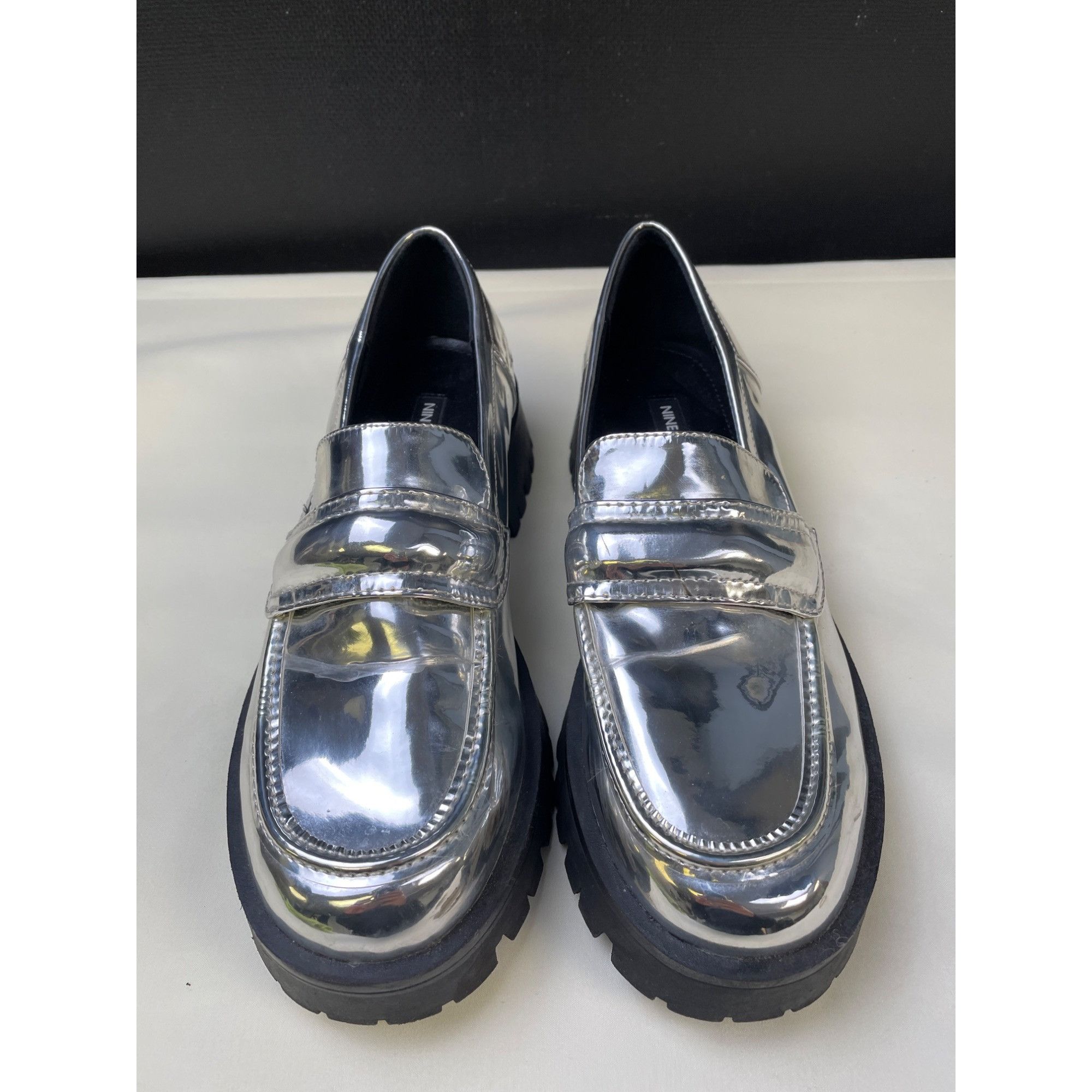 Nine West Nine West Women's Silver Chunky Heel Shoes/Loafers Size 7.5 Size US 7.5 / IT 37.5 - 1 Thumbnail