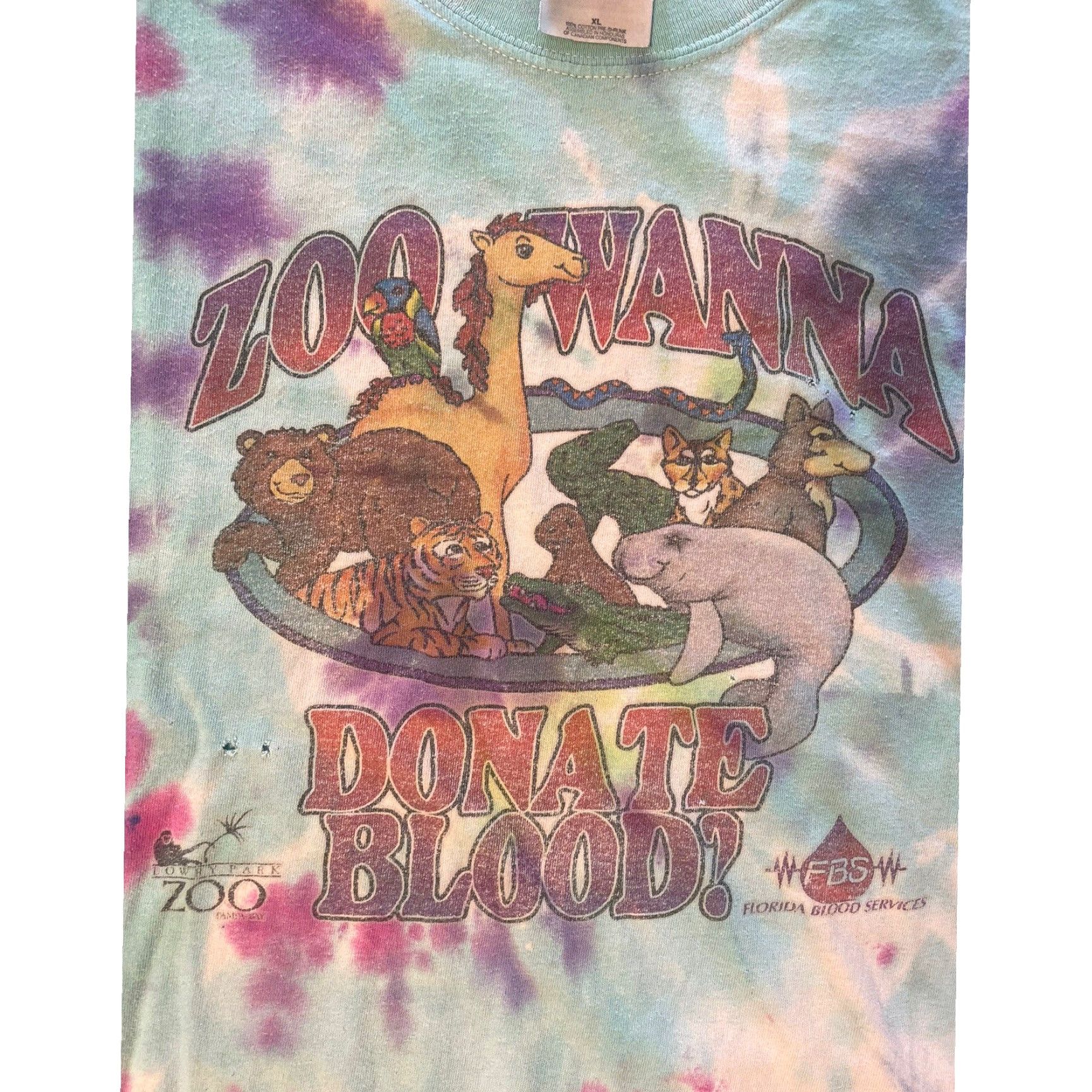 Gildan VINTAGE Zoo Wanna Donate Blood Tie Dye Animal Nature T-Shirt XL Hippie Mens XL Tie-dye Nature Hippie Zoo Wanna Donate Blood Shirts Size US XL / EU 56 / 4 - 3 Thumbnail
