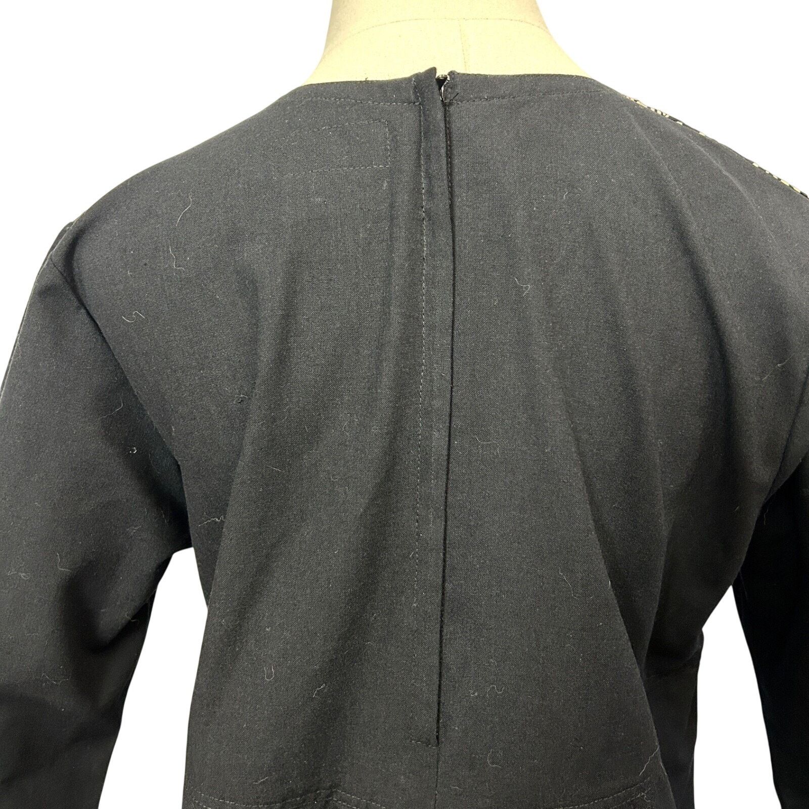 J. Peterman Vintage 90s Black Patchwork Silk Bodice Cotton Maxi Dress Size M / US 6-8 / IT 42-44 - 5 Thumbnail