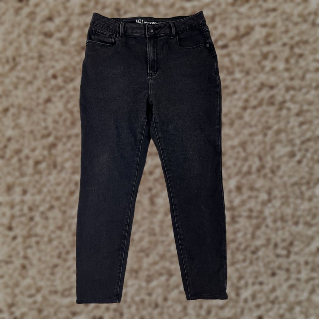 Vintage No Boundaries Jeans Womens 13 High Rise Denim Black Cotton Blend Slim Tapered 5-Pocket Designer Cowboy Southwestern 90s Womens Size 34" / US 12 / IT 48 - 1 Thumbnail