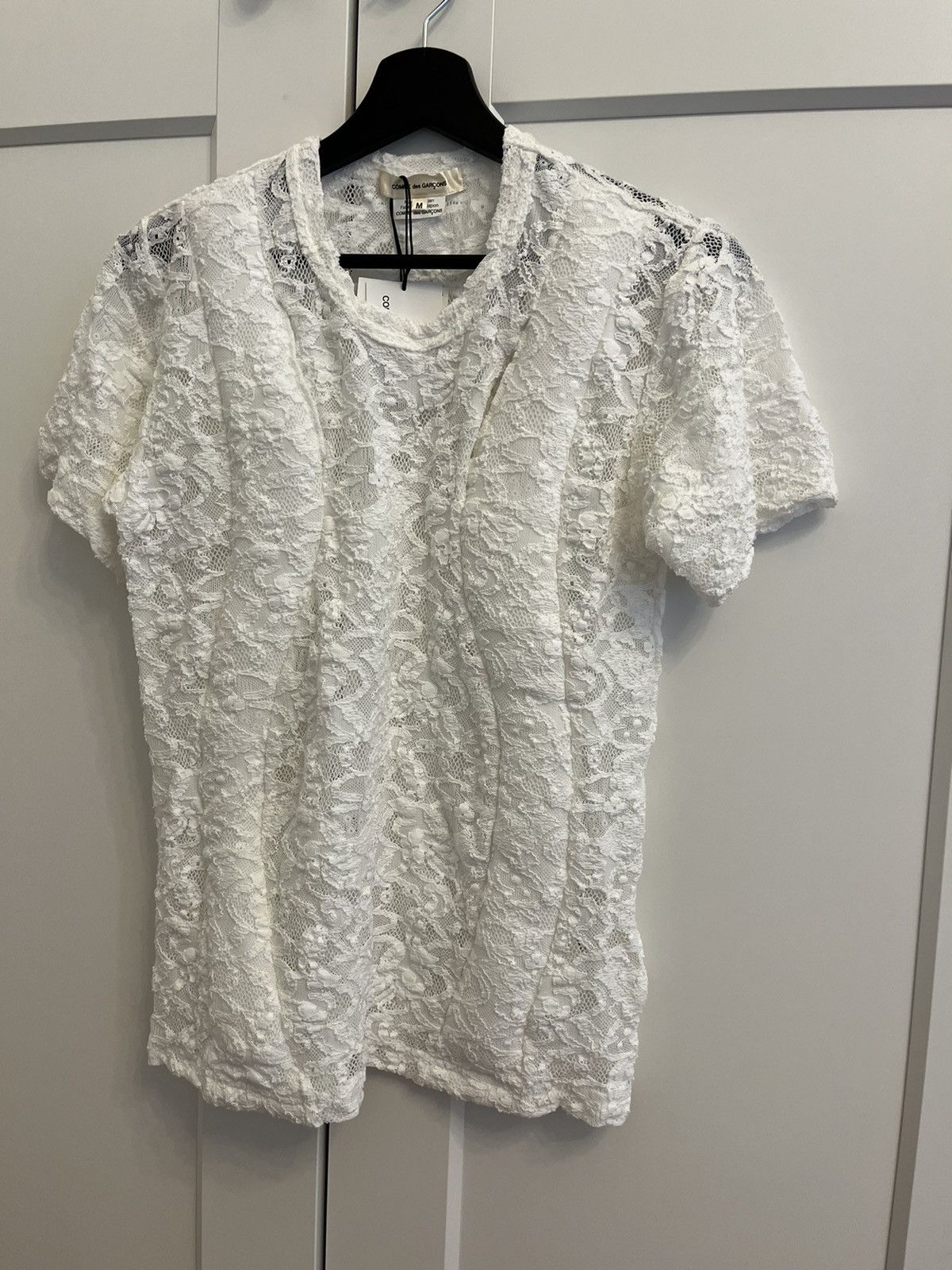 image of Comme Des Garcons Lace T-Shirt Comme Des Garçons Ss20 in White, Women's (Size Medium)