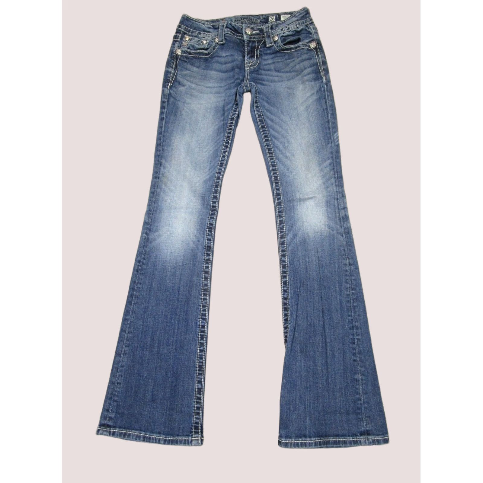 Miss Me Miss Me Jeans Women 26 Blue Low Rise Bootcut Aztec Embellished Denim Casual Slim Regular Womens Size 26" / US 2 / IT 38 - 1 Thumbnail