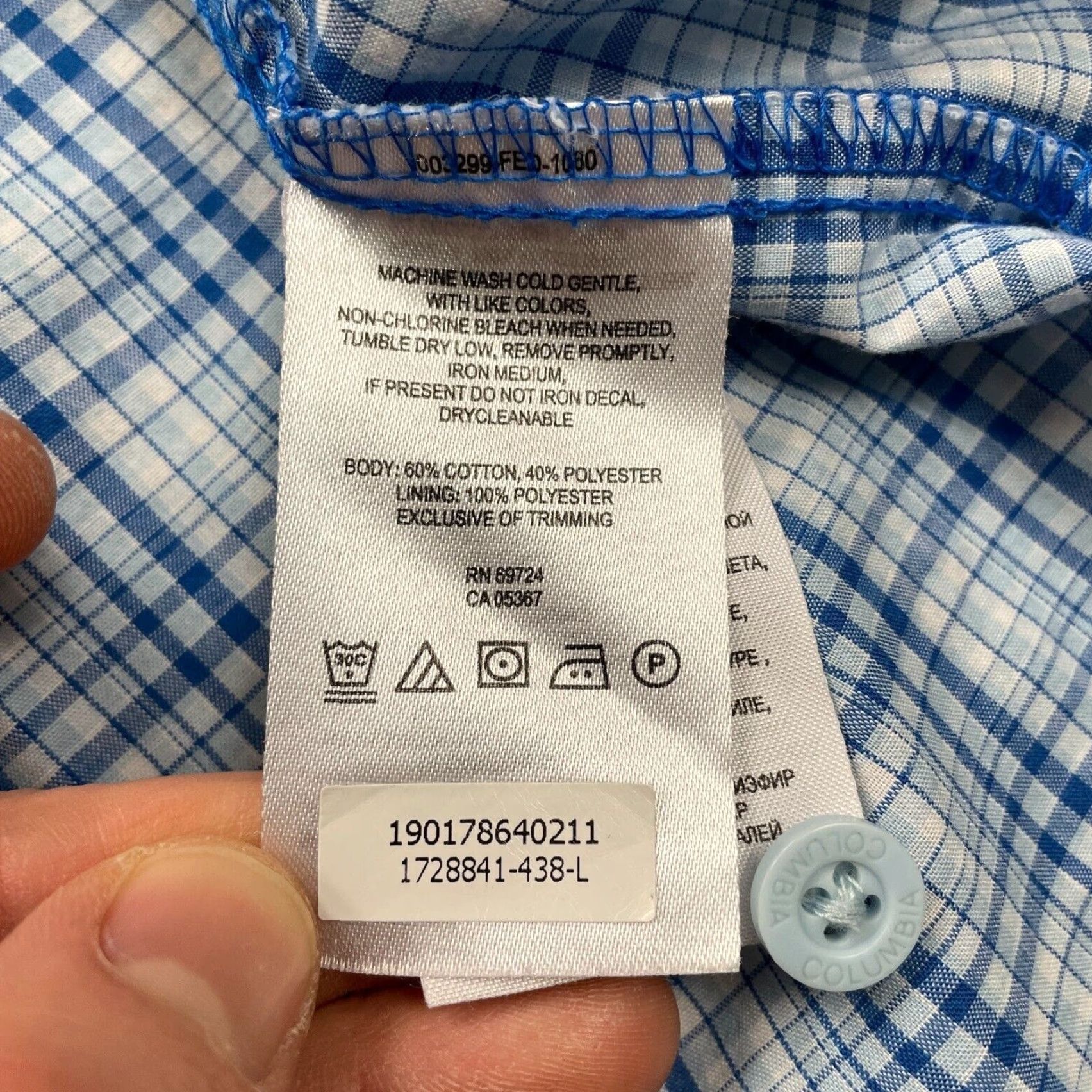 Vintage Columbia Shirt Large Mens Blue White Plaid Short Sleeve Button Down Zip Pocket Size US L / EU 52-54 / 3 - 4 Thumbnail