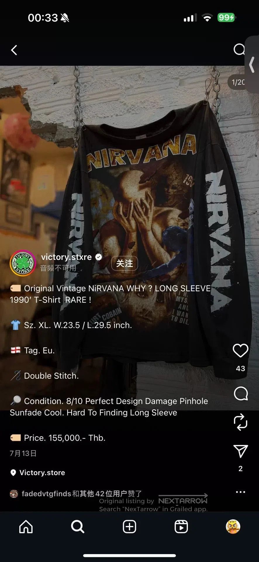 Vintage Vintage 90s Nirvana Bootleg Tee. Size US M / EU 48-50 / 2 - 8 Thumbnail