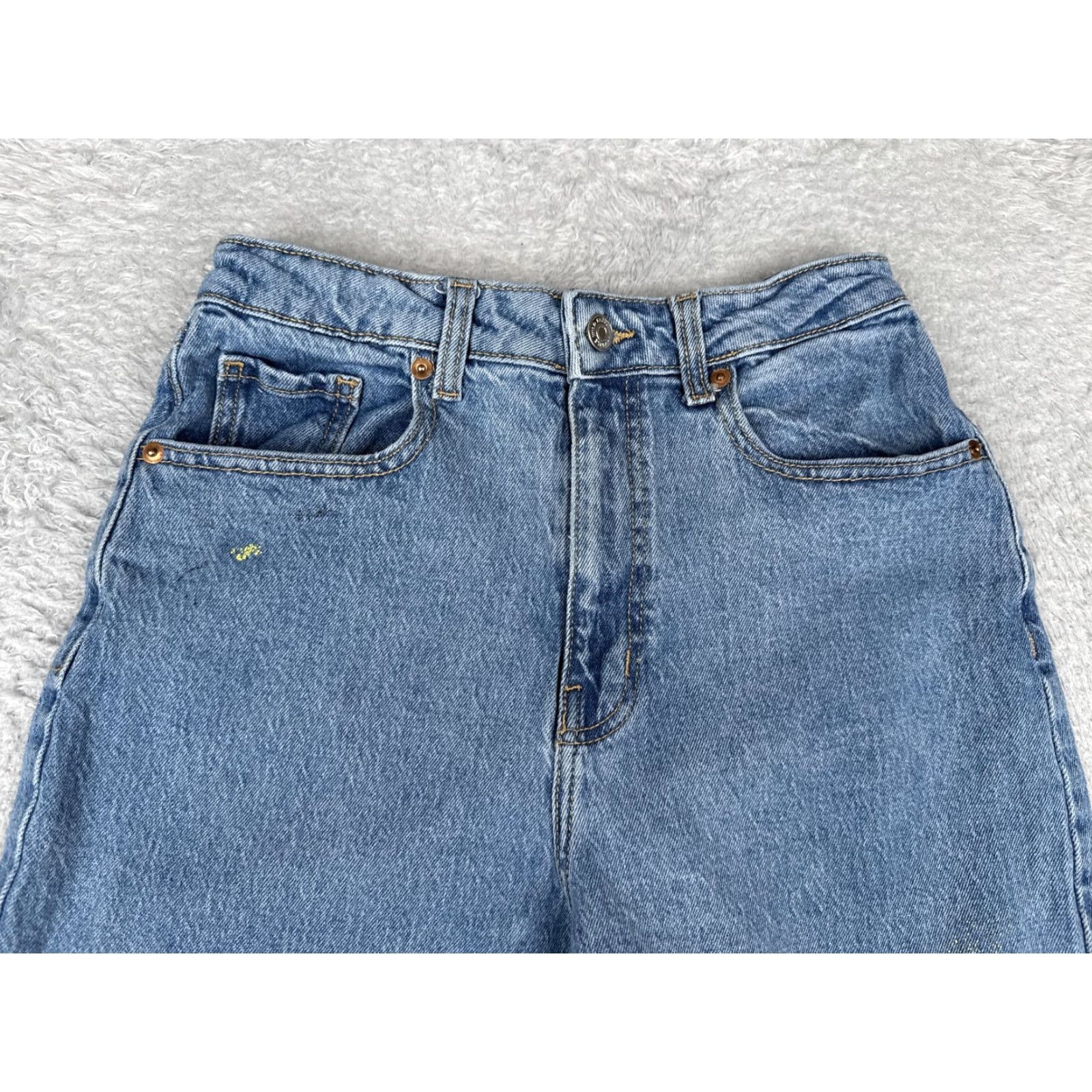 Vintage VINTAGE is not applicable; Wild Fable Jeans Womens 4 Blue High Rise Wide-Leg Crop Glitter Denim 90s Pockets 5-Pocket Design Zip Fly Size 27" / US 4 / IT 40 - 4 Thumbnail
