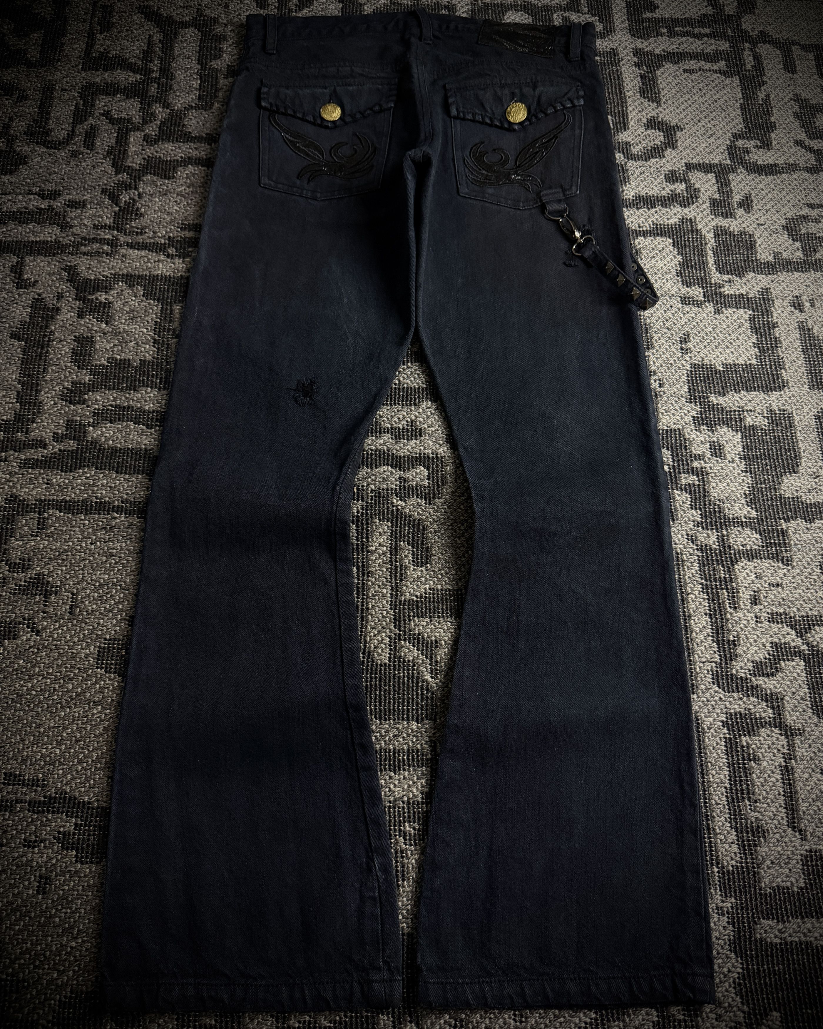 In The Attic In The Attic Rock Studded Strap Distressed Flare Denim Size US 31 - 3 Thumbnail