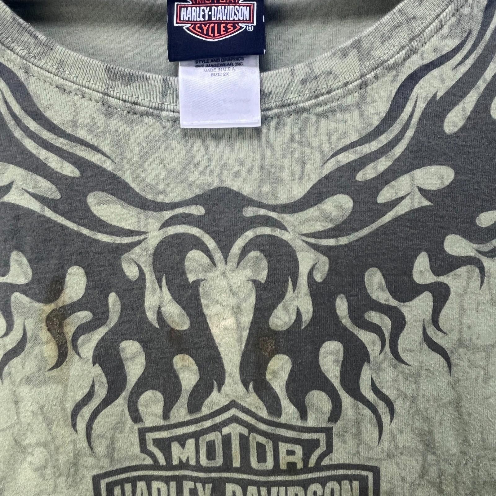 Harley Davidson Vintage Harley Davidson AOP Flames Y2K T Shirt Womens 2XL Size XXL / US 16-18 / IT 52-54 - 5 Thumbnail