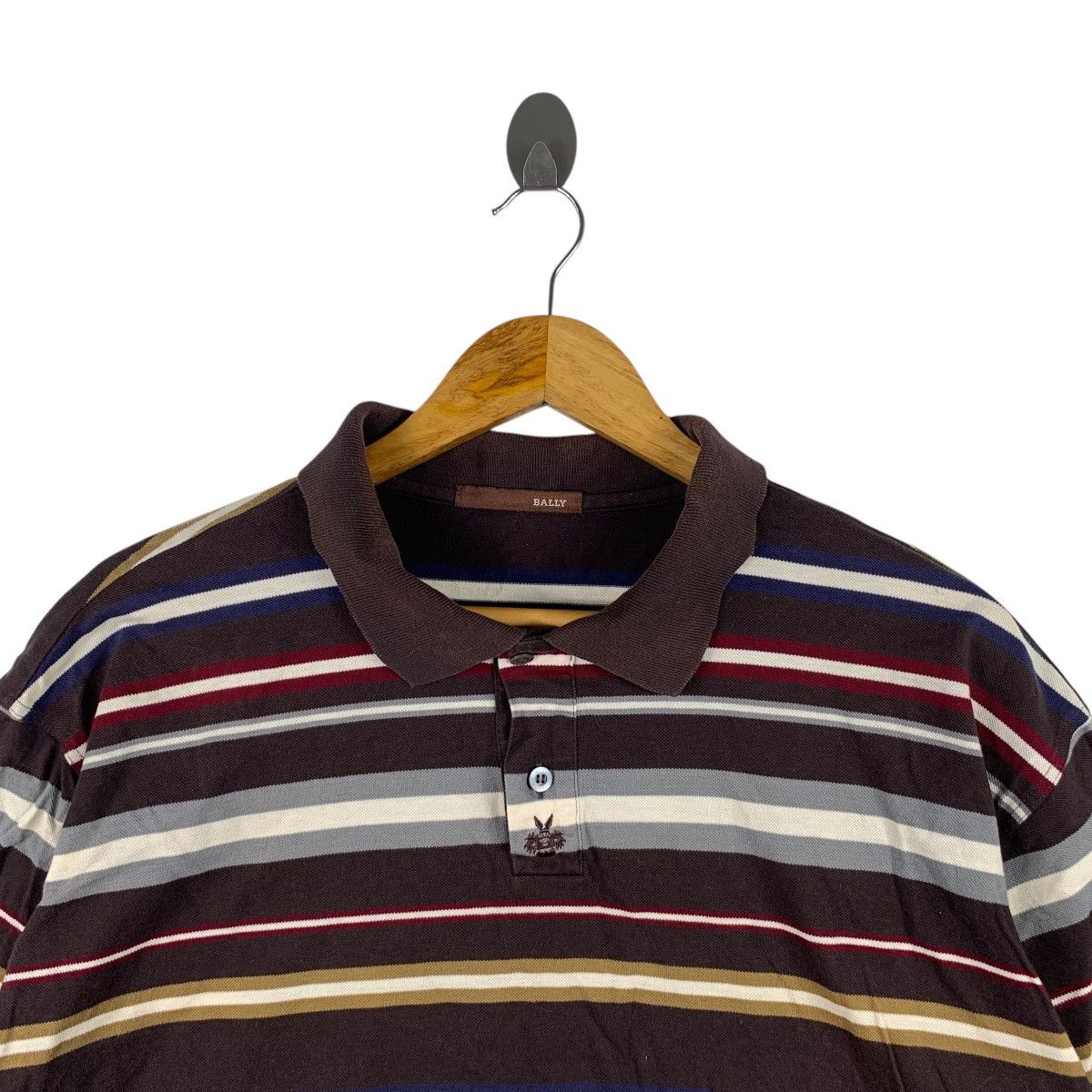 Bally Vintage BALLY MADE IN ITALY Crest Logo Striped Polo Tee Size XL / US 12-14 / IT 48-50 - 4 Thumbnail