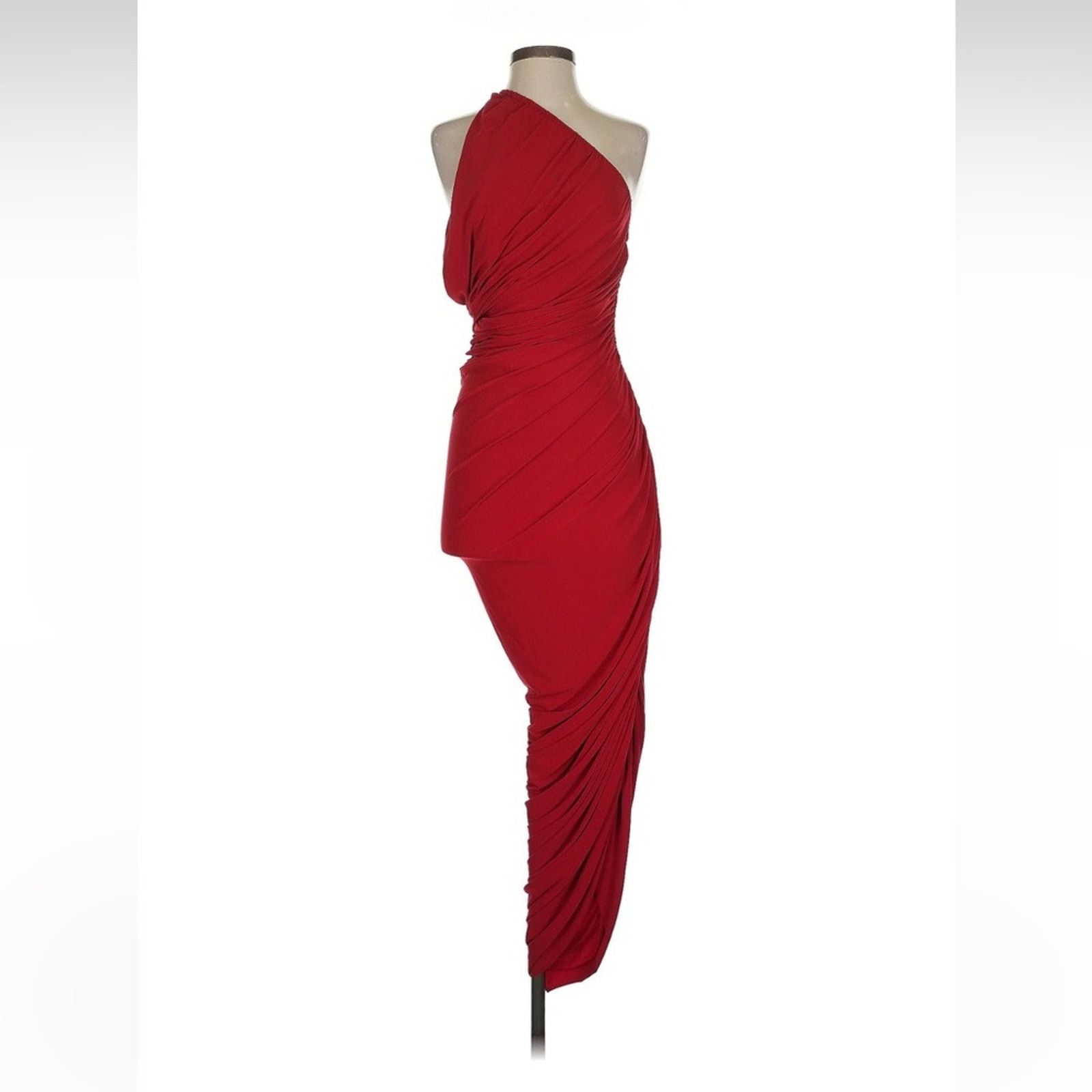 Norma Kamali Norma Kamali Diane Gown - Size XS - Red Ruched One-Shoulder Size XS / US 0-2 / IT 36-38 - 4 Thumbnail