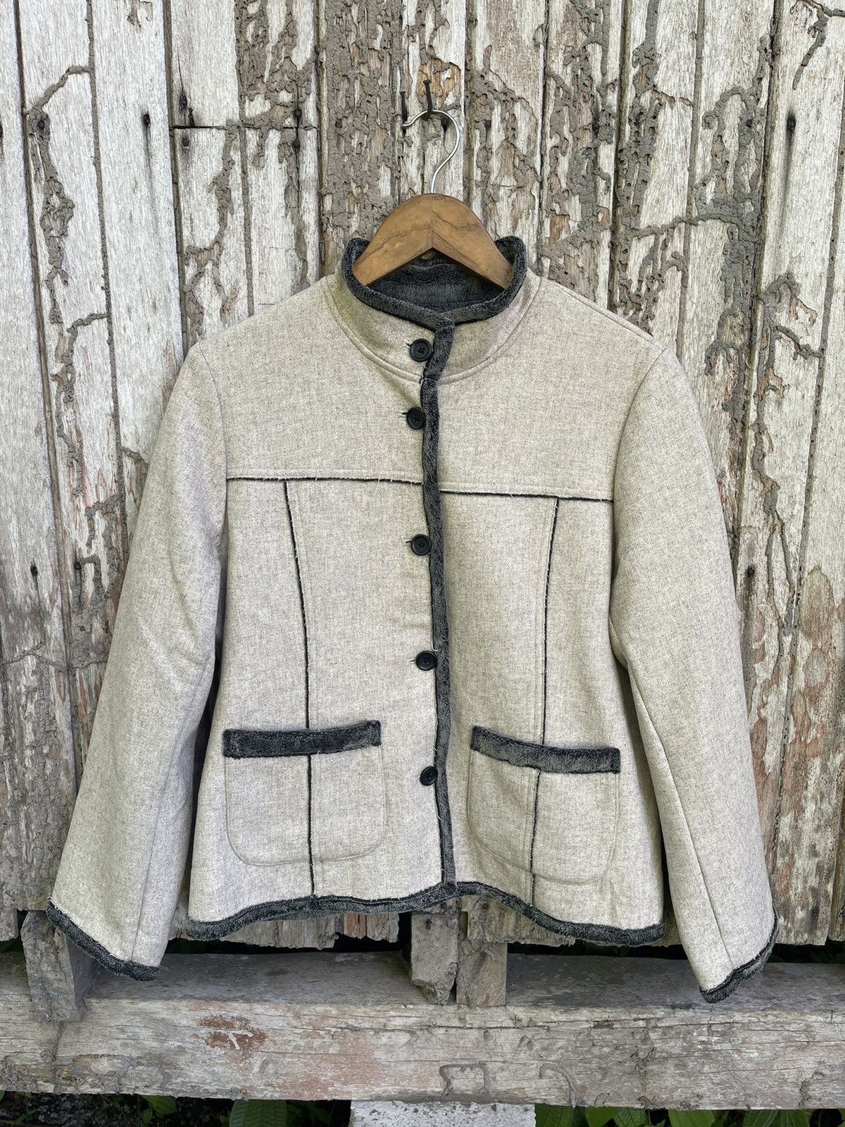 Designer AMISTA Panelled Wool-Blend Fleece Jacket Size M / US 6-8 / IT 42-44 - 1 Thumbnail