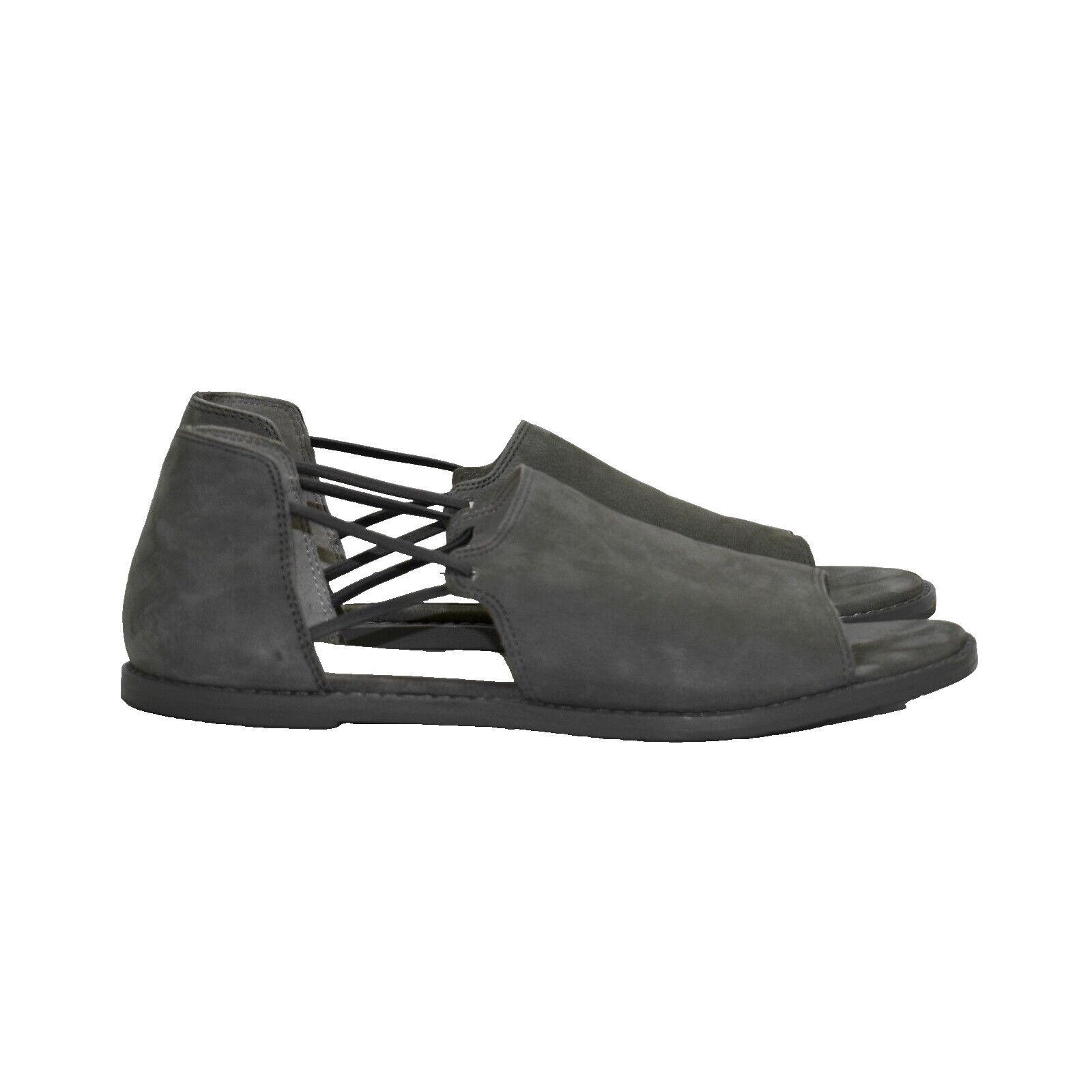 Eileen Fisher EILEEN FISHER Grey Nubuck Elastic Stripes Flat Sandals Sz 8 Size US 8 / IT 38 - 3 Thumbnail