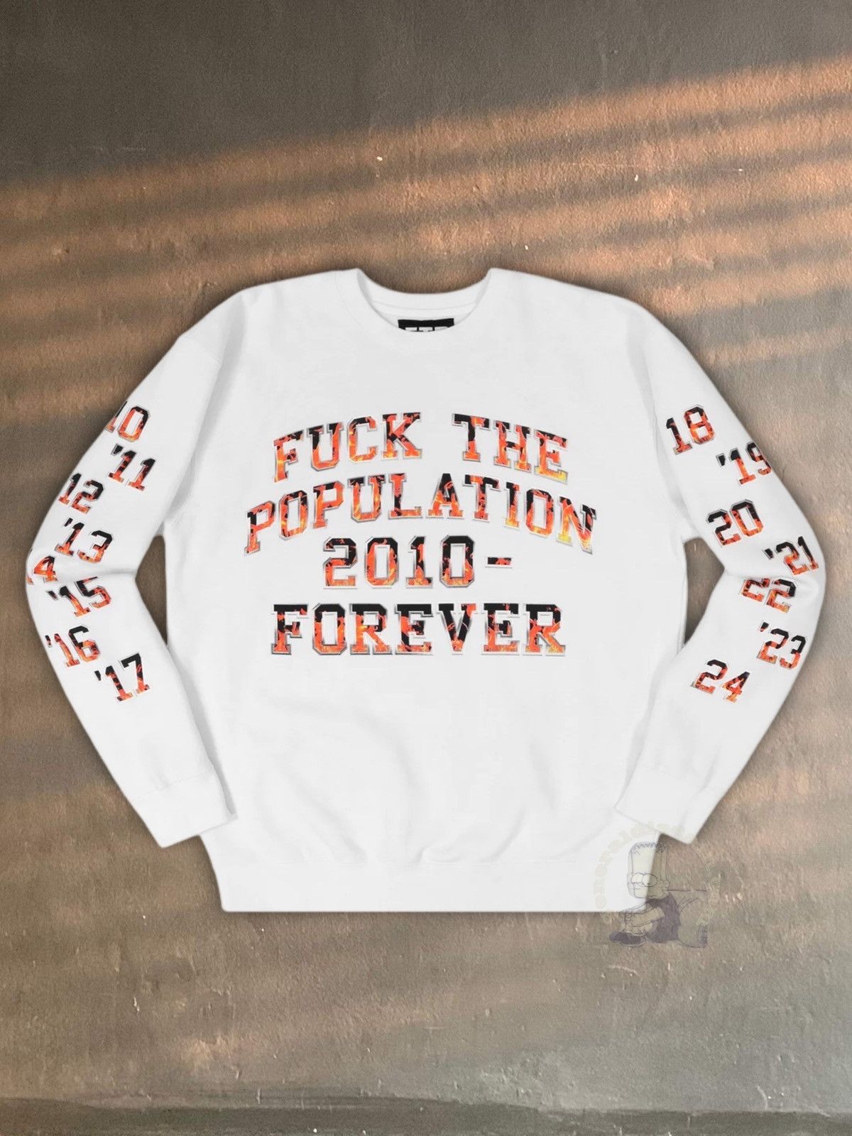 image of Fuck The Population Fuckthepopulation Ftp Forever Crewneck Sweatshirt 2010-Forev in White (Size Med