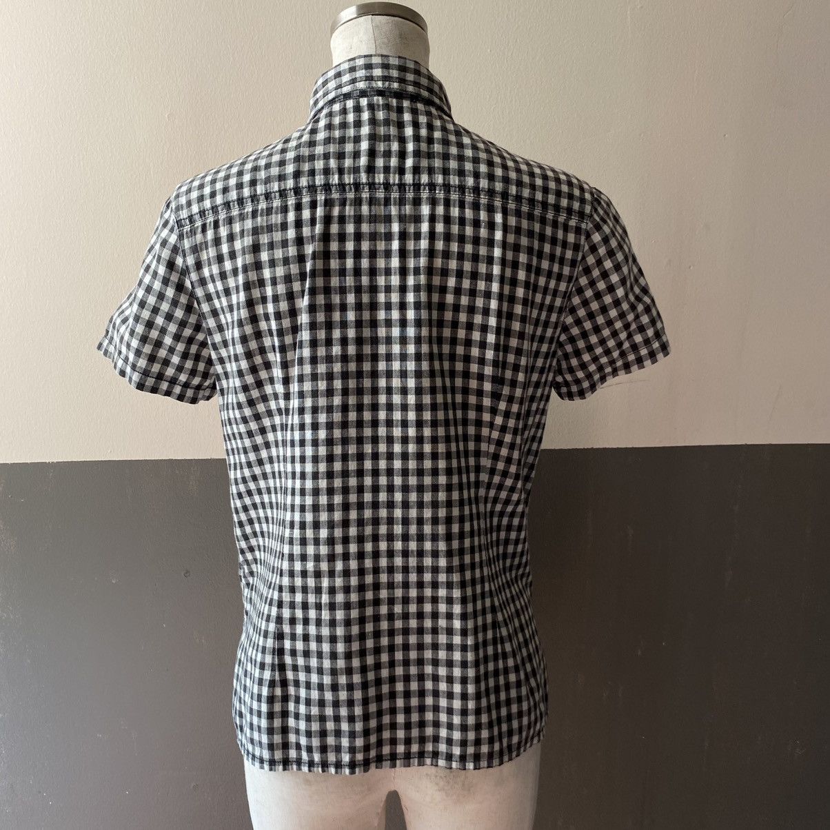 Japanese Brand ALGONQUINS Y2K Punk Black White Gingham Short Sleeve Shirt Size S / US 4 / IT 40 - 11 Thumbnail
