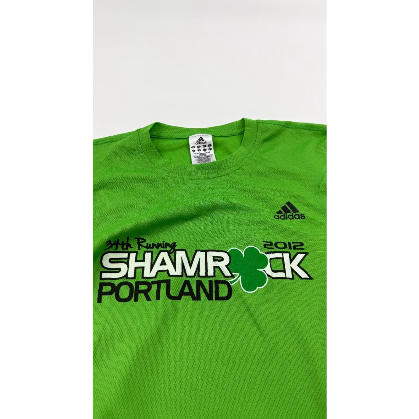 Adidas Adidas Shirt Mens Large Green 3-Stripes Shamrock Portland Crew Neck Short Sleeve Activewear Running Cross Training Mens Size US L / EU 52-54 / 3 - 3 Thumbnail