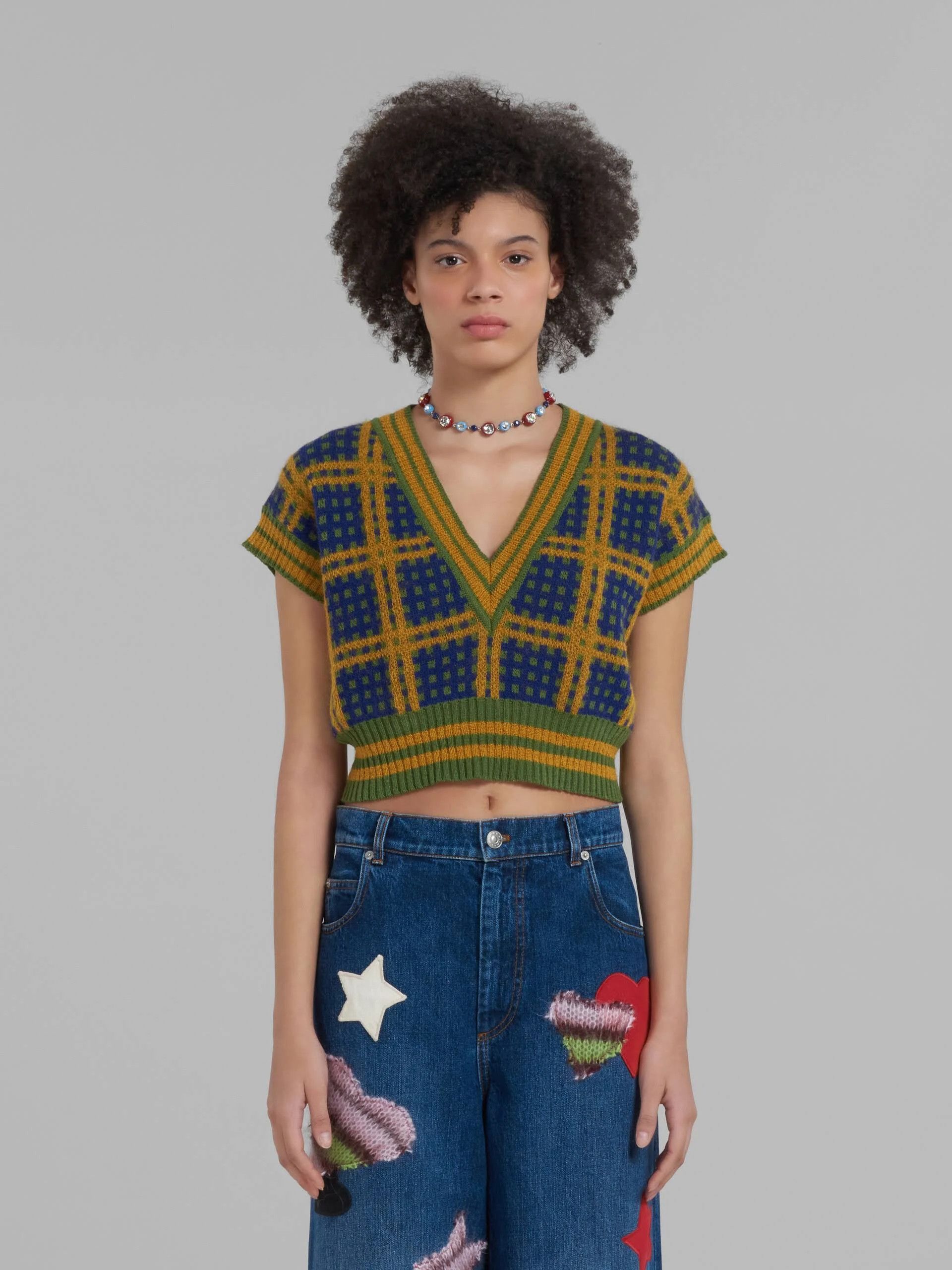 Marni o1w1db10824 V-neck Crop Vest in Multicolor Size M / US 6-8 / IT 42-44 - 2 Thumbnail