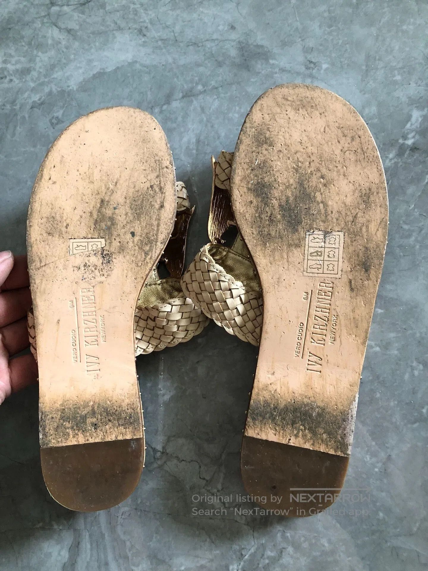 Japanese Brand Ivy Kirzhner Leather Gem-Embellished Slippers. Size US 5 / IT 35 - 6 Thumbnail